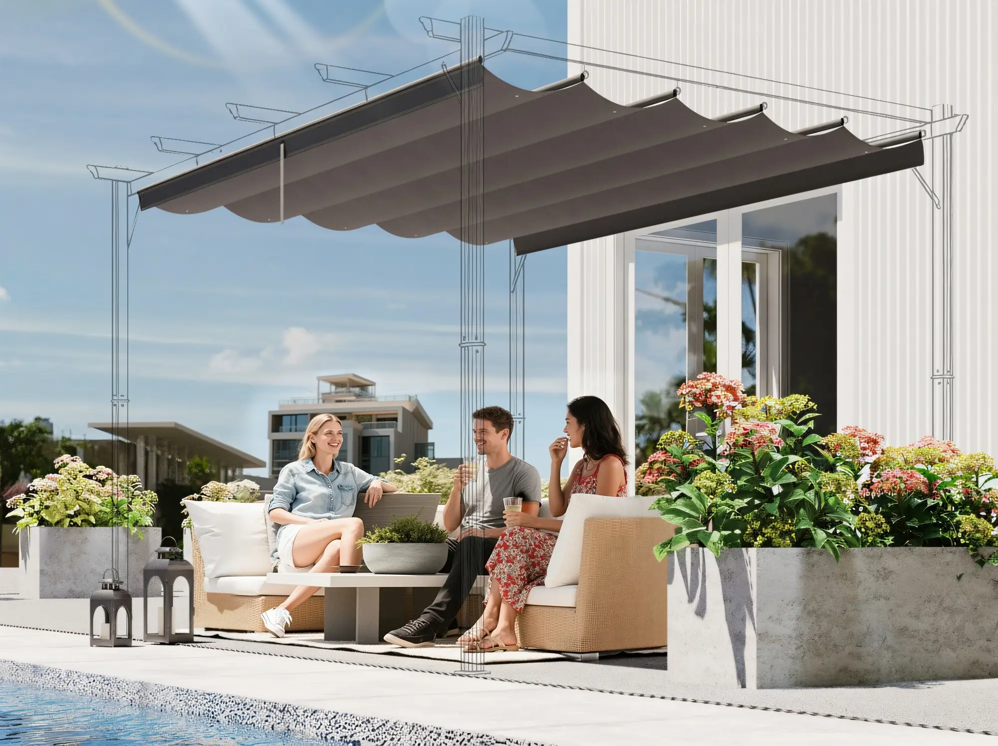 Сменный тент для перголы Outsunny 84C-372V01LG (Light Grey) - 5