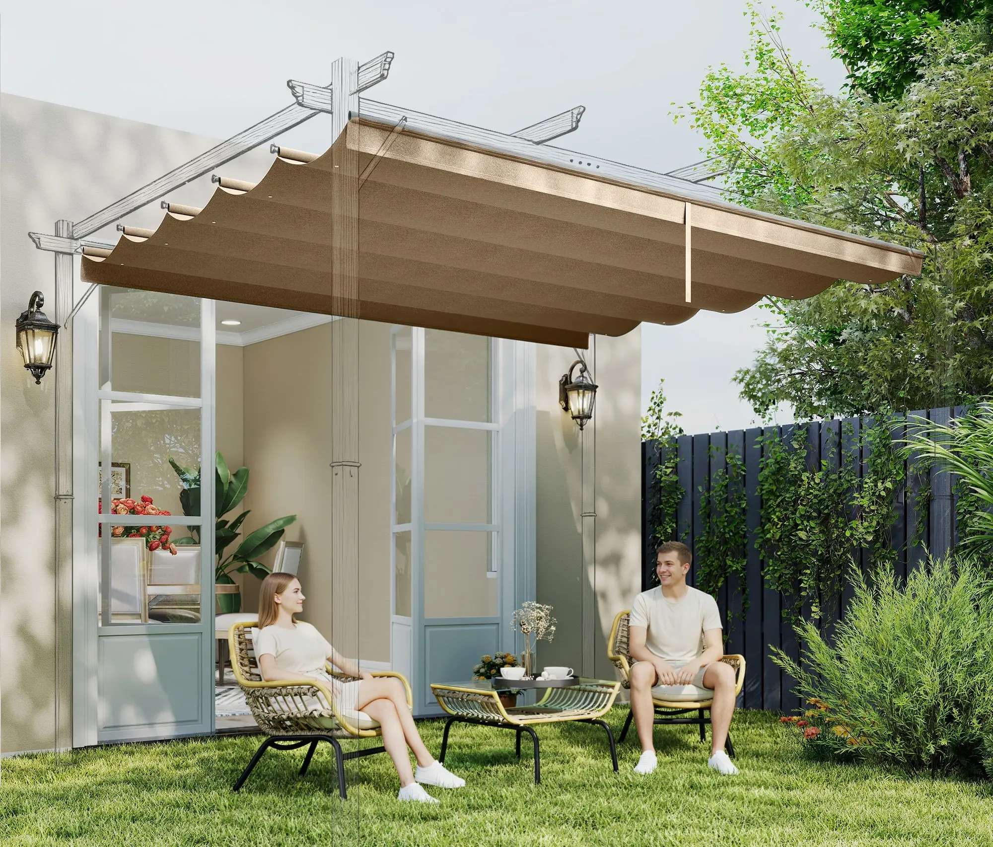 Copertina de rezerva pentru pergola Outsunny 84C-372V01TN (Beige) - 5