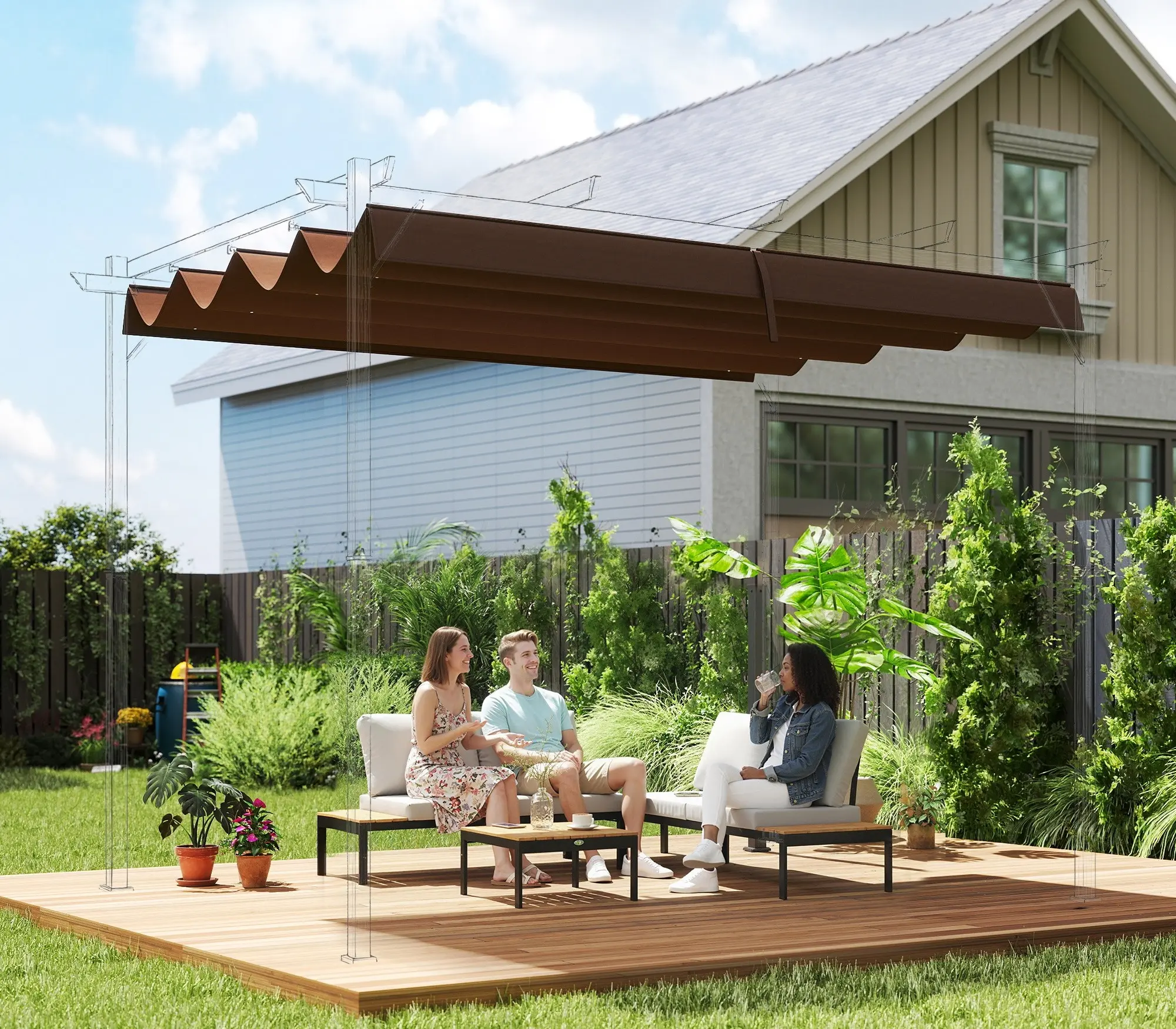 Сменный тент для перголы Outsunny 84C-466V00CF (Brown) - 5