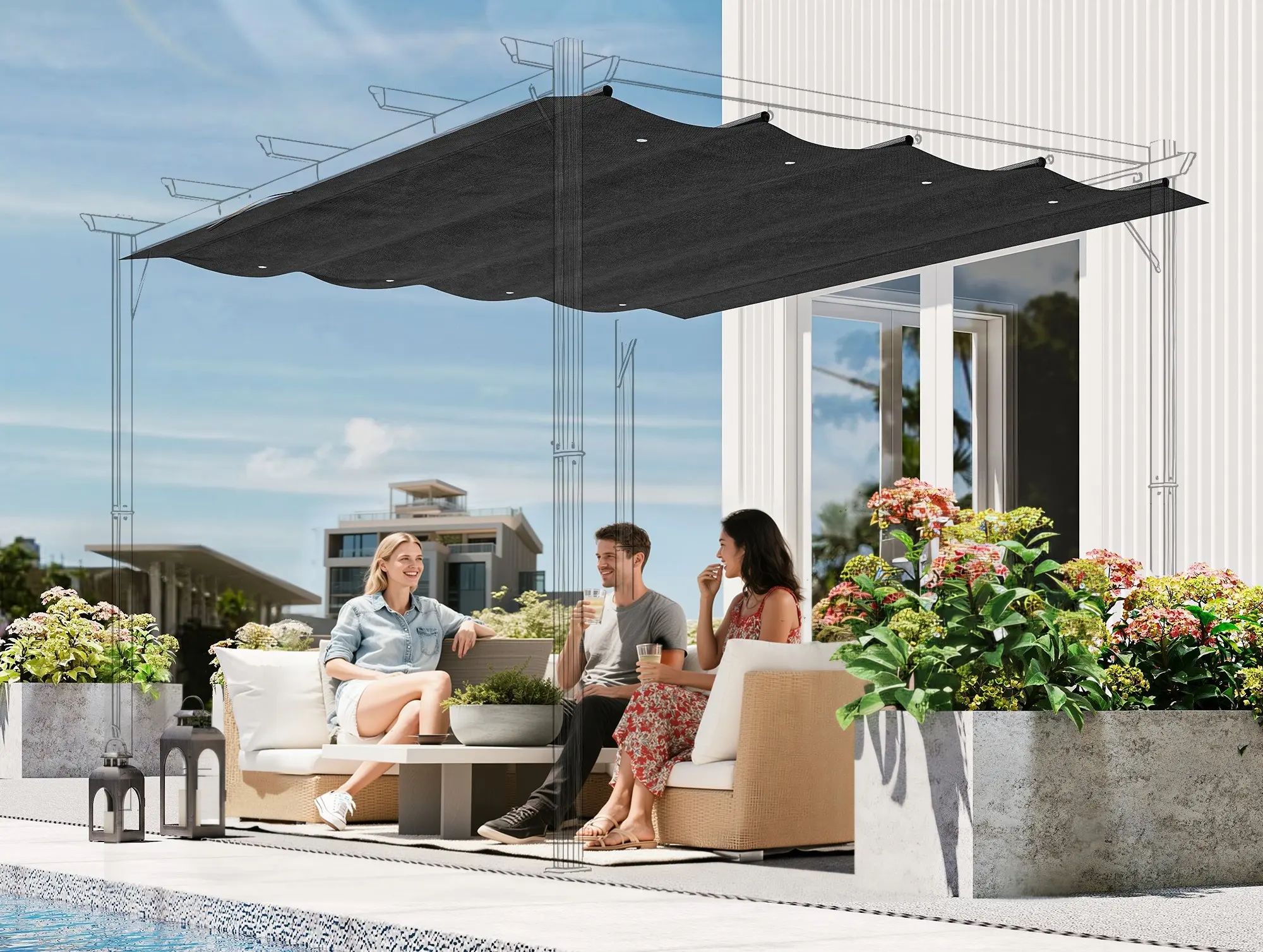 Copertina de rezerva pentru pergola Outsunny 84C-466V00CG (Dark Grey) - 3