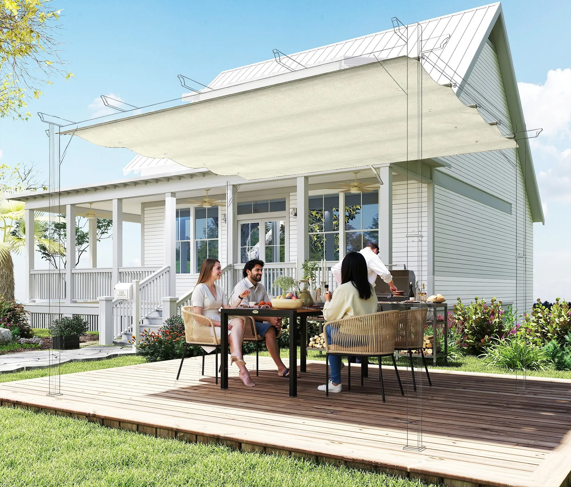Copertina de rezerva pentru pergola Outsunny 84C-466V00CW (Cream) - 4