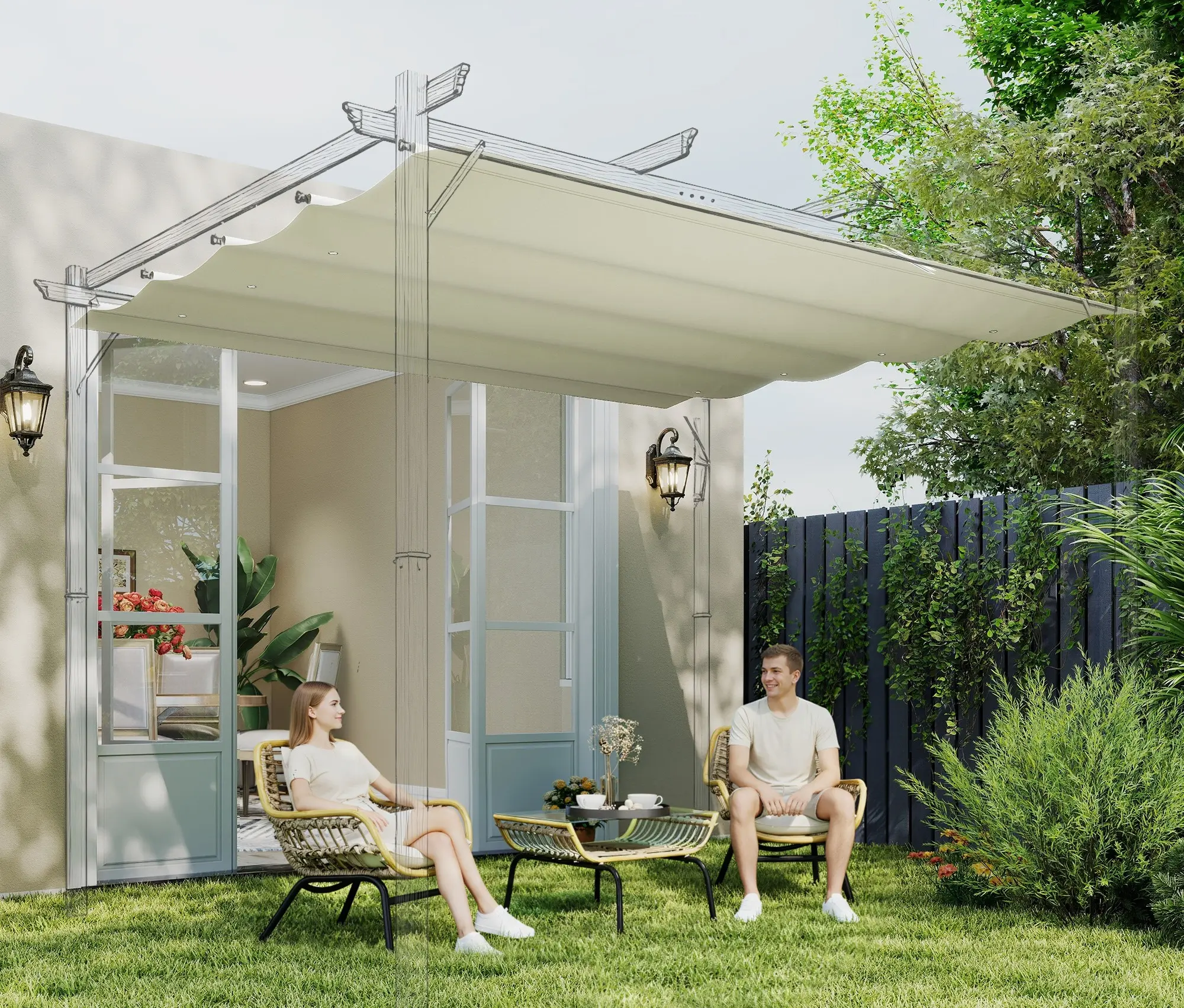 Copertina de rezerva pentru pergola Outsunny 84C-466V00CW (Cream) - 5