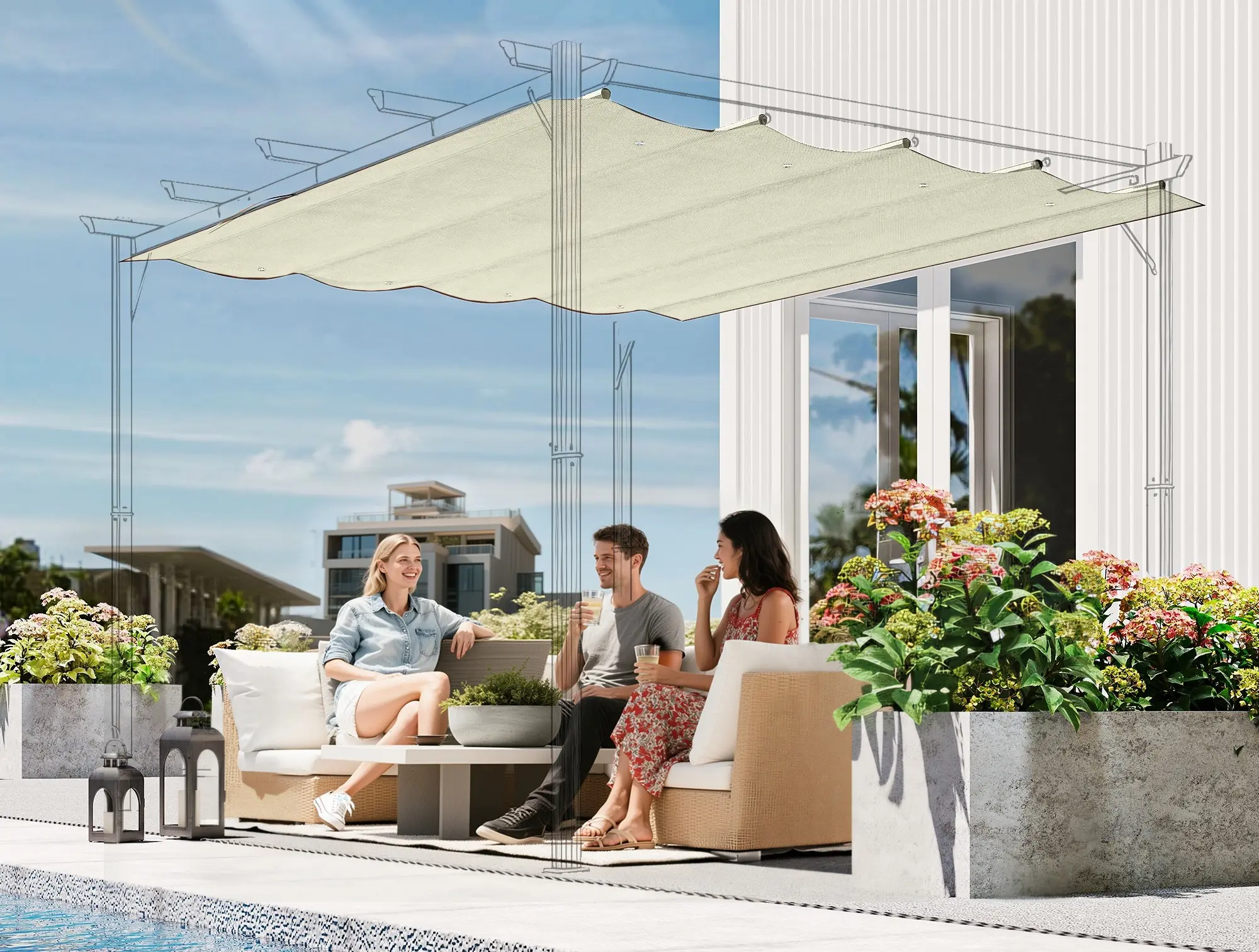 Copertina de rezerva pentru pergola Outsunny 84C-466V00CW (Cream) - 6