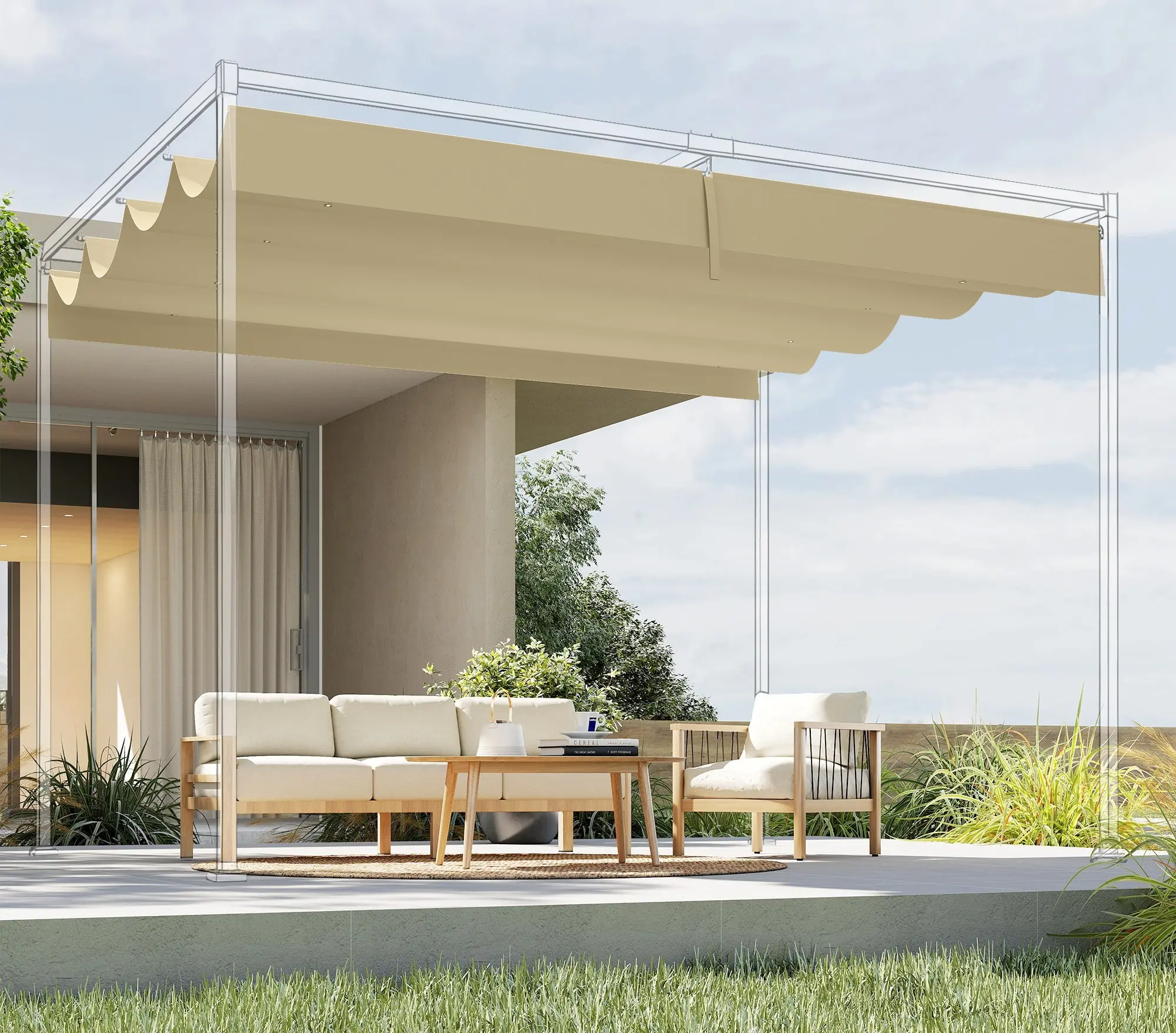 Copertina de rezerva pentru pergola Outsunny 84C-666V00BG (Beige) - 4