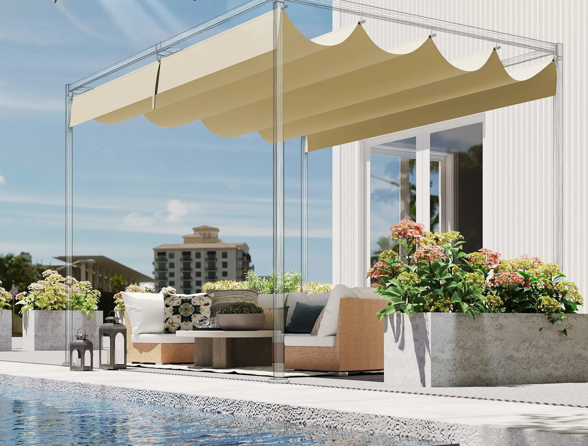 Copertina de rezerva pentru pergola Outsunny 84C-666V00BG (Beige) - 6