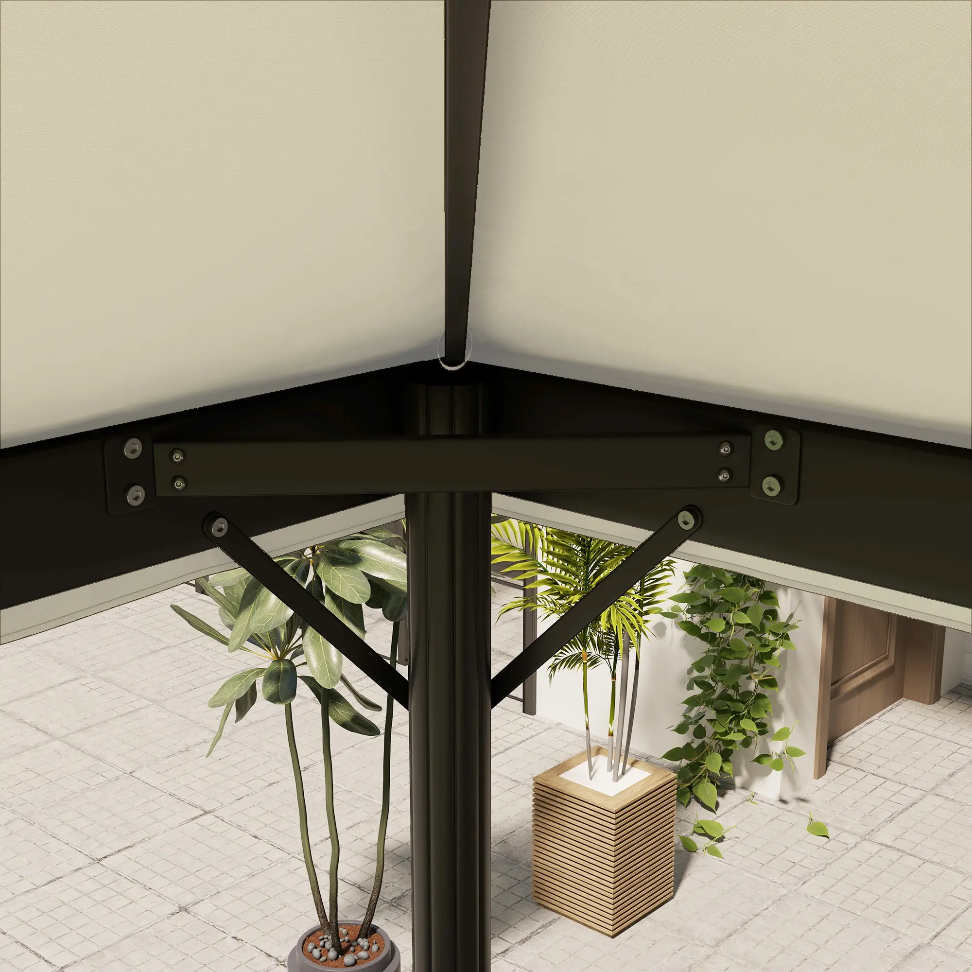 Copertina pentru foisor de gradina Outsunny 84C-535V00CW (White Cream) - 5