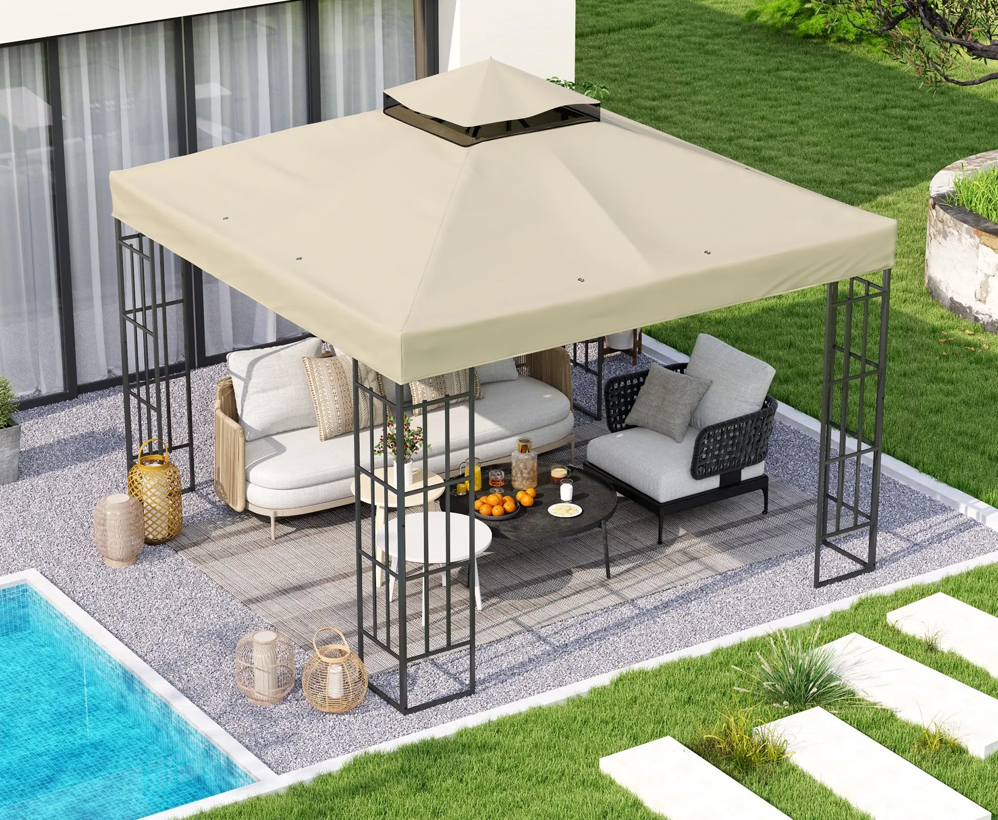 Copertina pentru foisor de gradina 84C-542V00CW (White Cream) - 3