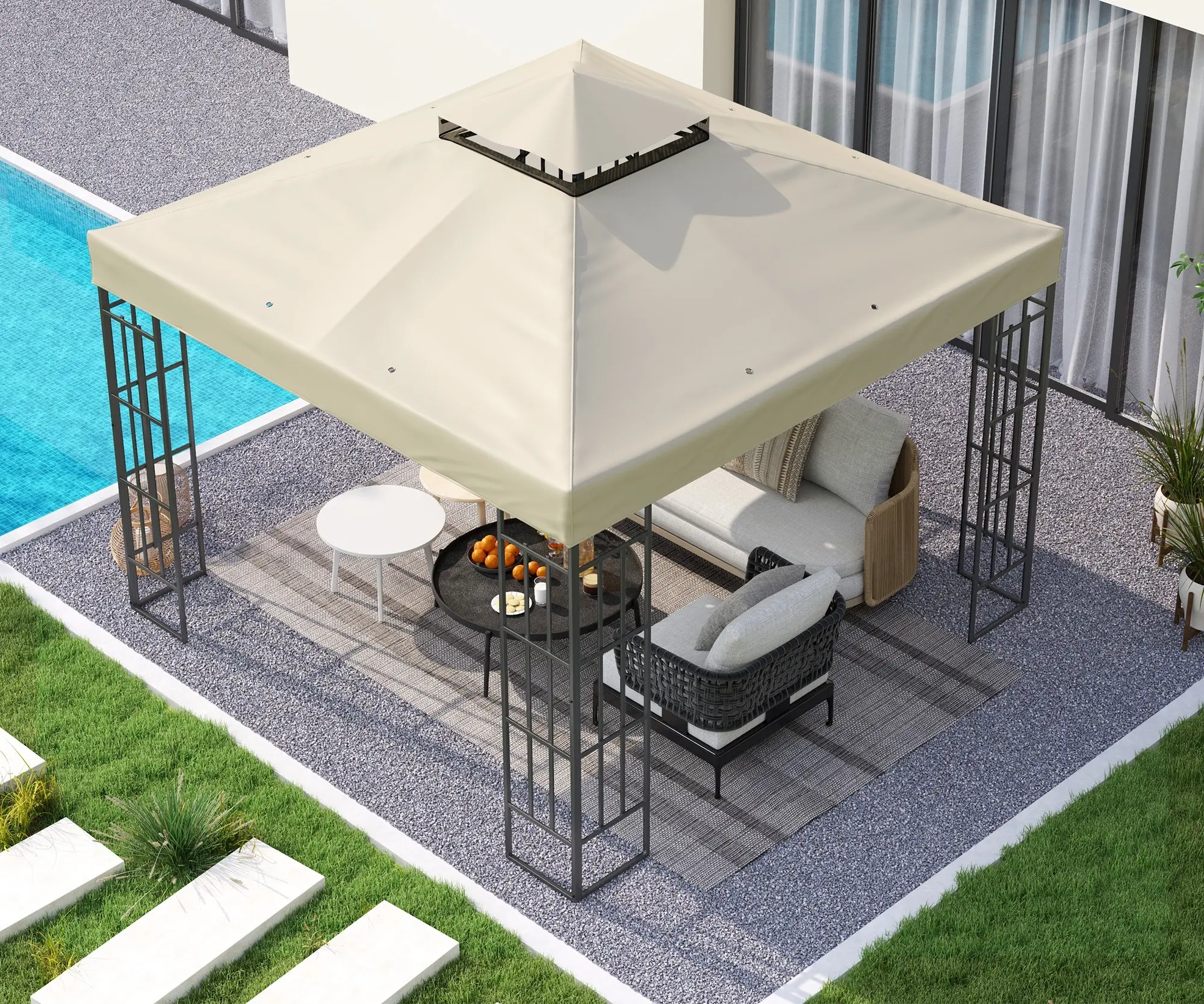 Copertina pentru foisor de gradina 84C-542V00CW (White Cream) - 5