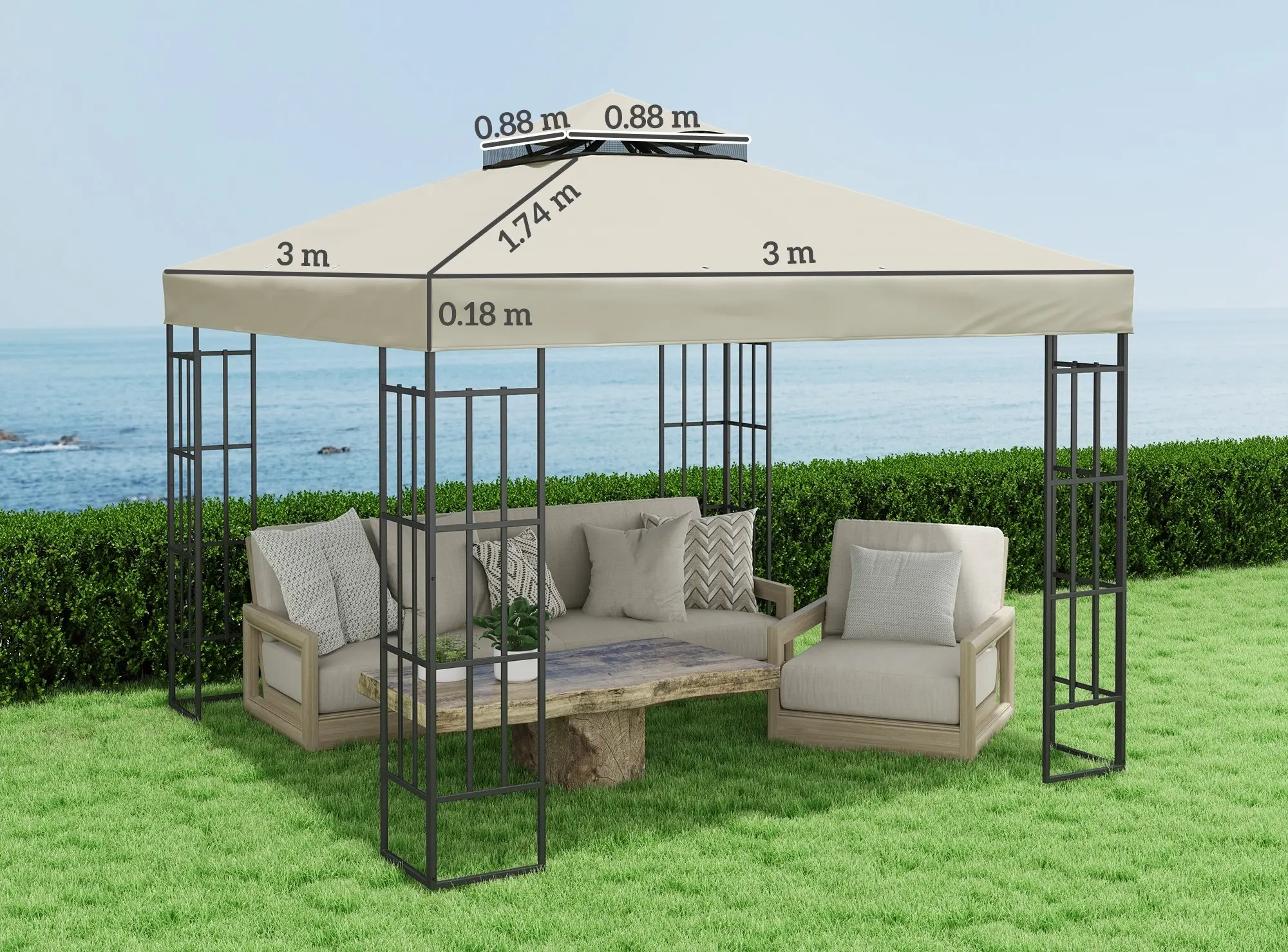 Copertina pentru foisor de gradina 84C-542V00CW (White Cream) - 7