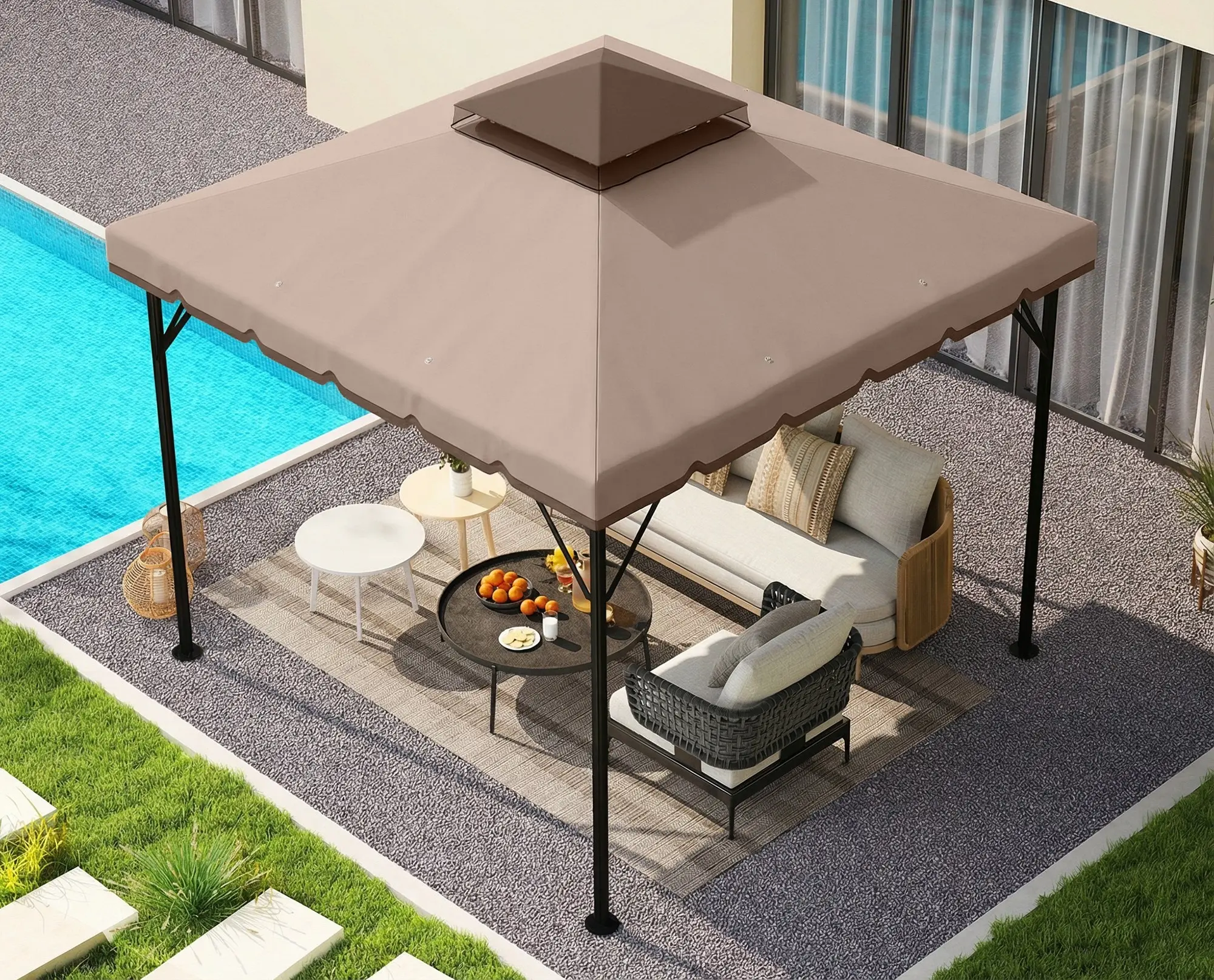 Тент на беседку Outsunny 84C-741V00KK (Cashmere/Brown) - 3