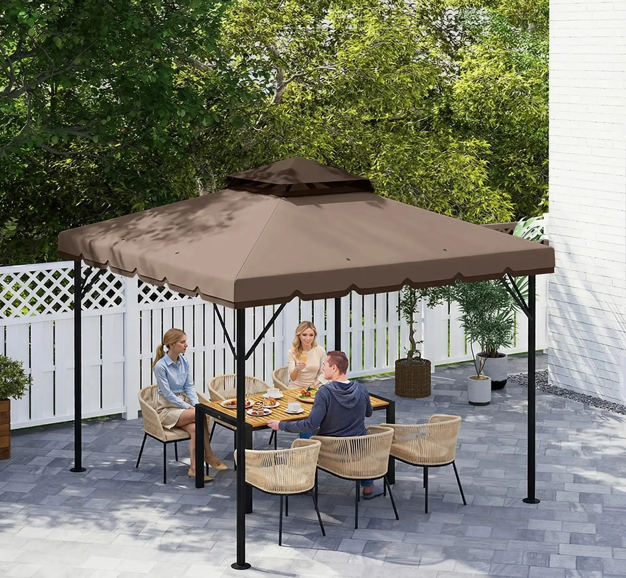 Тент на беседку Outsunny 84C-741V00KK (Cashmere/Brown) - 4