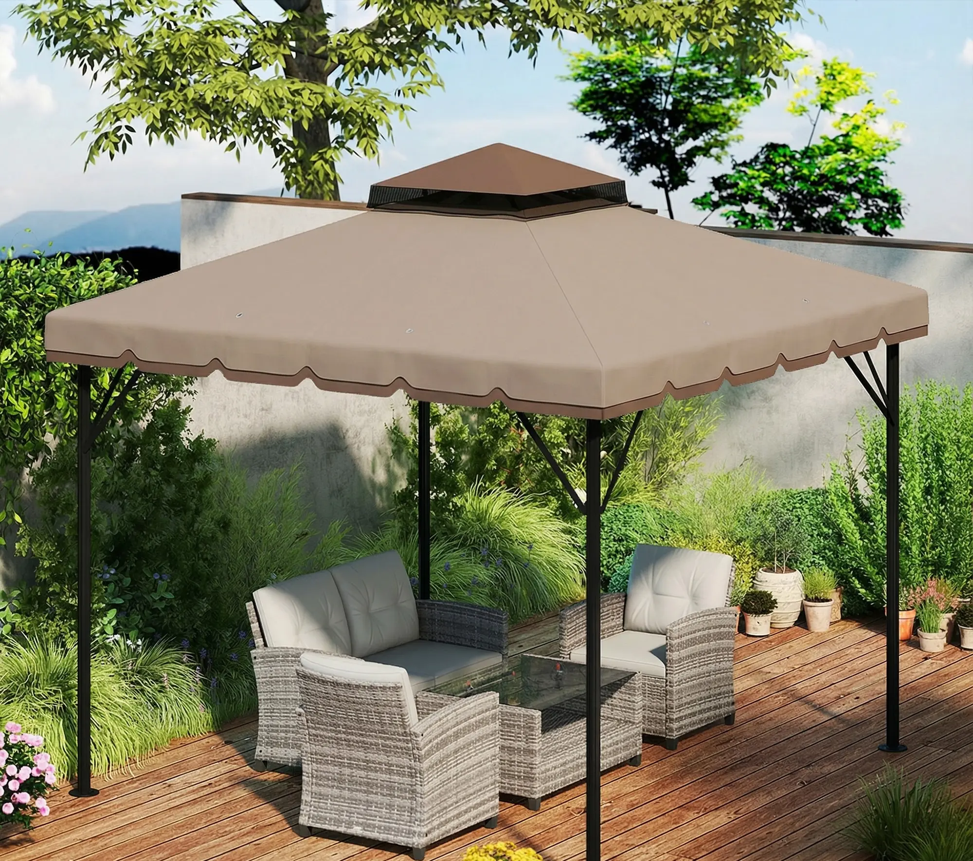 Тент на беседку Outsunny 84C-741V00KK (Cashmere/Brown) - 5