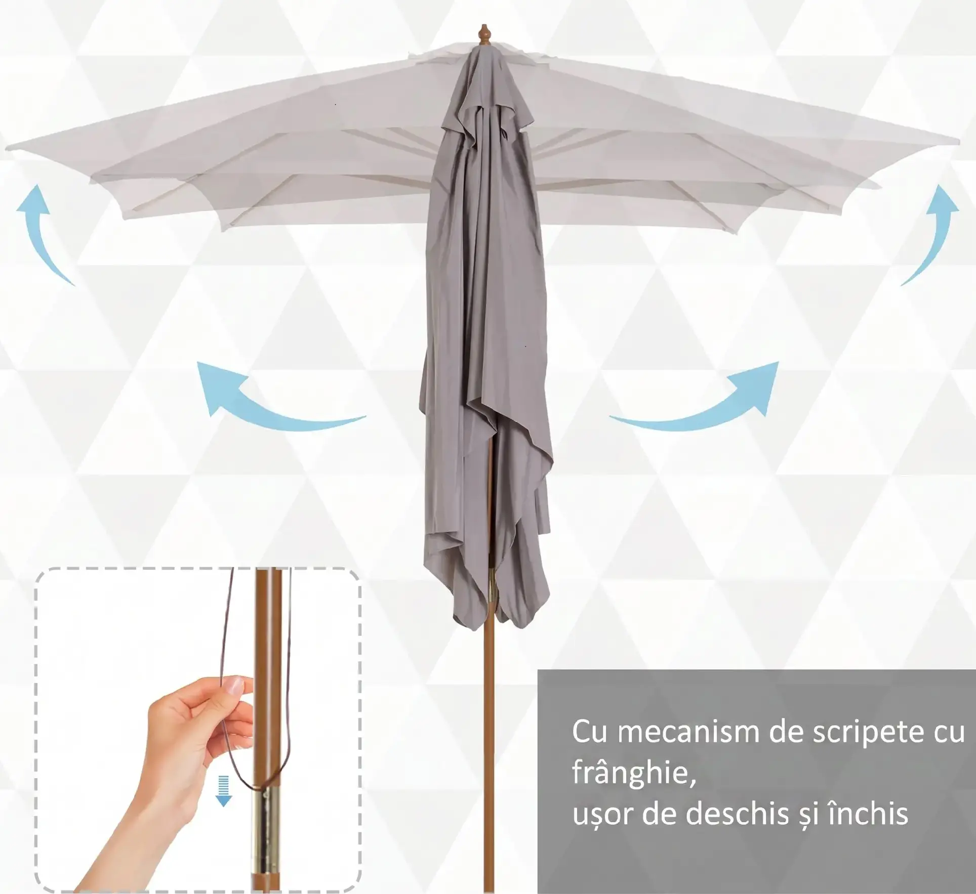 Umbrela de soare 2x3 m Outsunny 84D-057GY (Grey) - 4