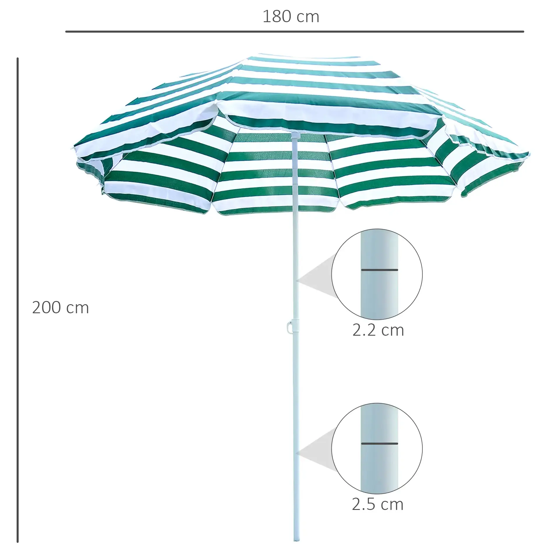 Umbrela de soare Outsunny 01-0220 (White/Green) - 5