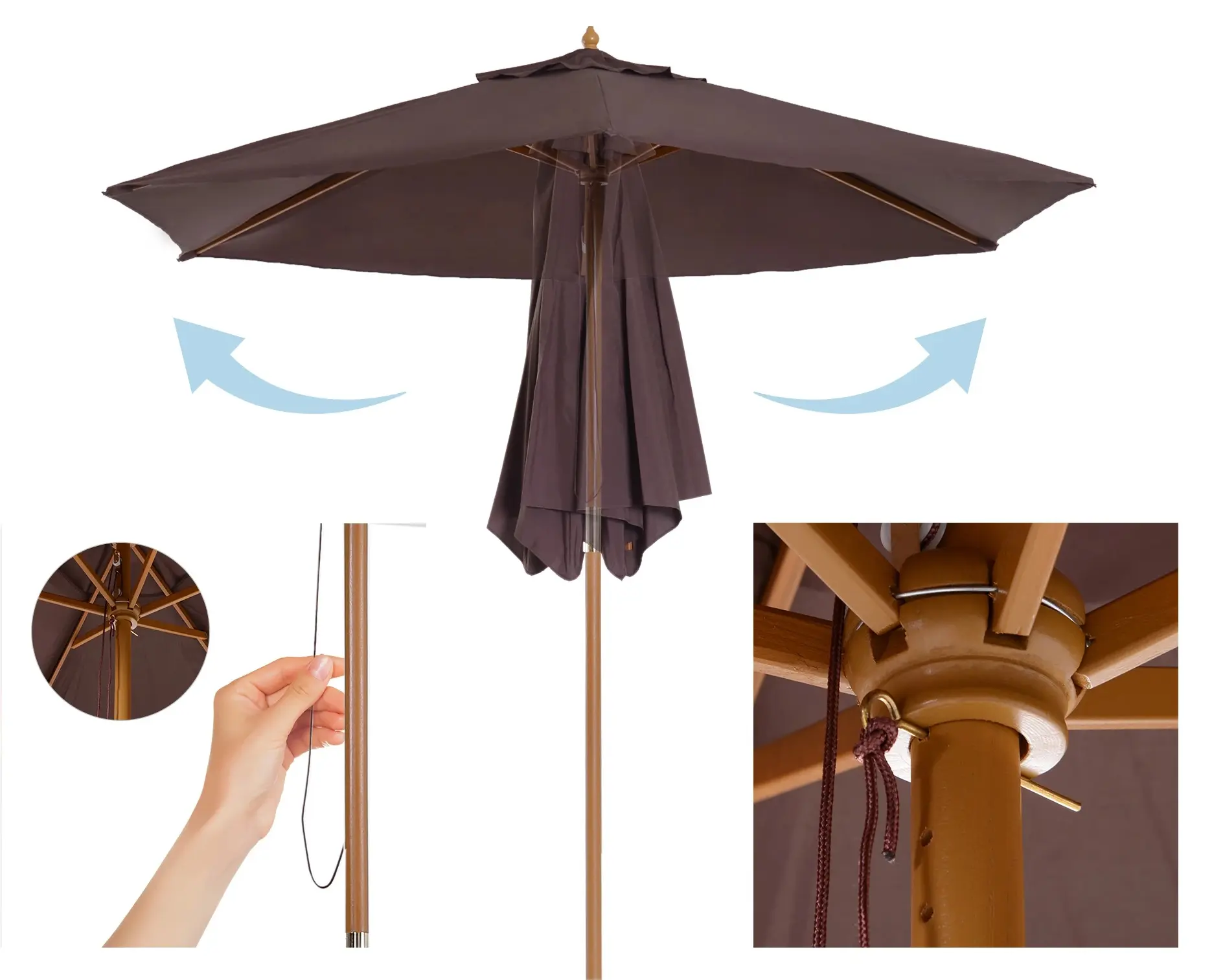 Зонт от солнца Outsunny 01-0582 (Brown) - 8