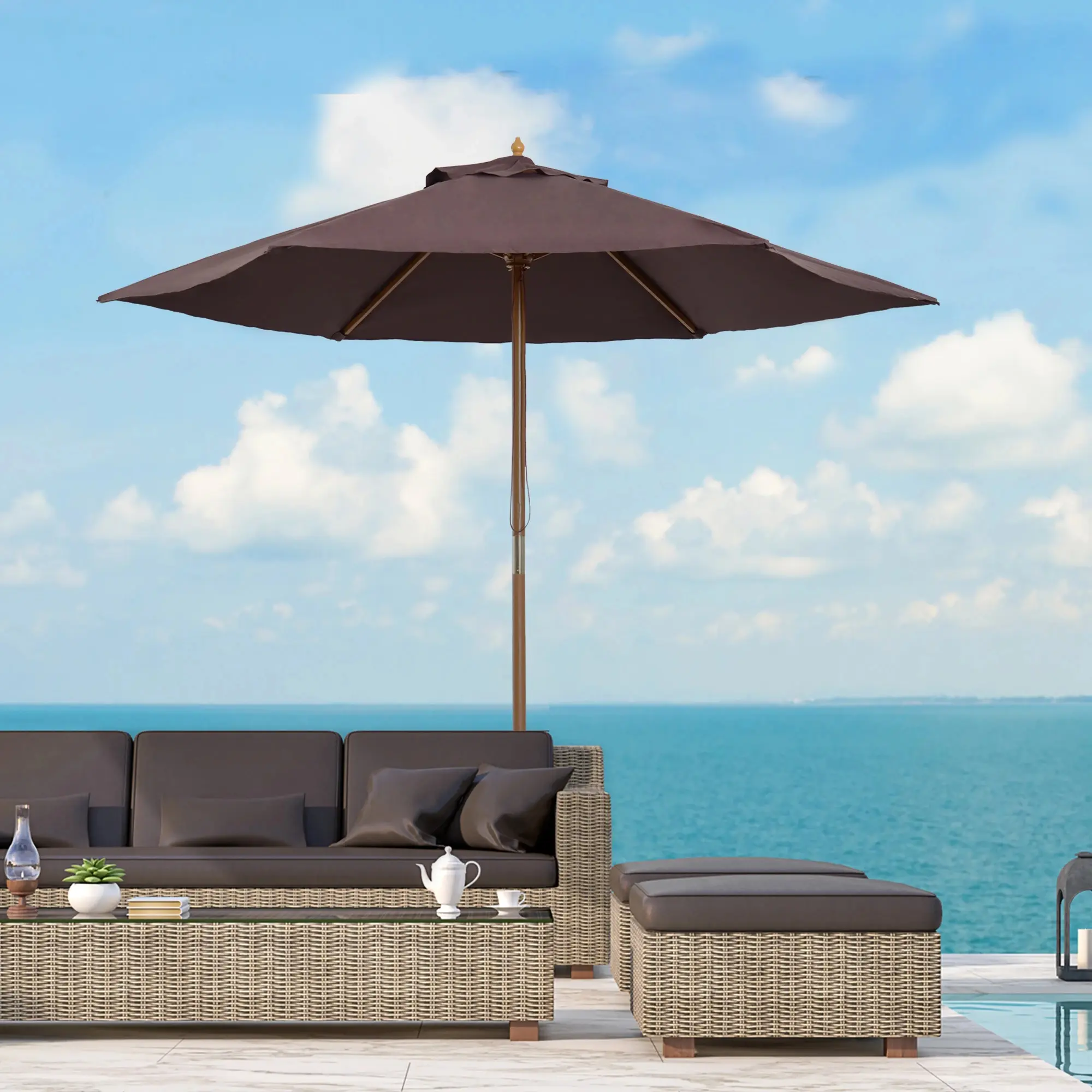 Зонт от солнца Outsunny 01-0582 (Brown) - 9