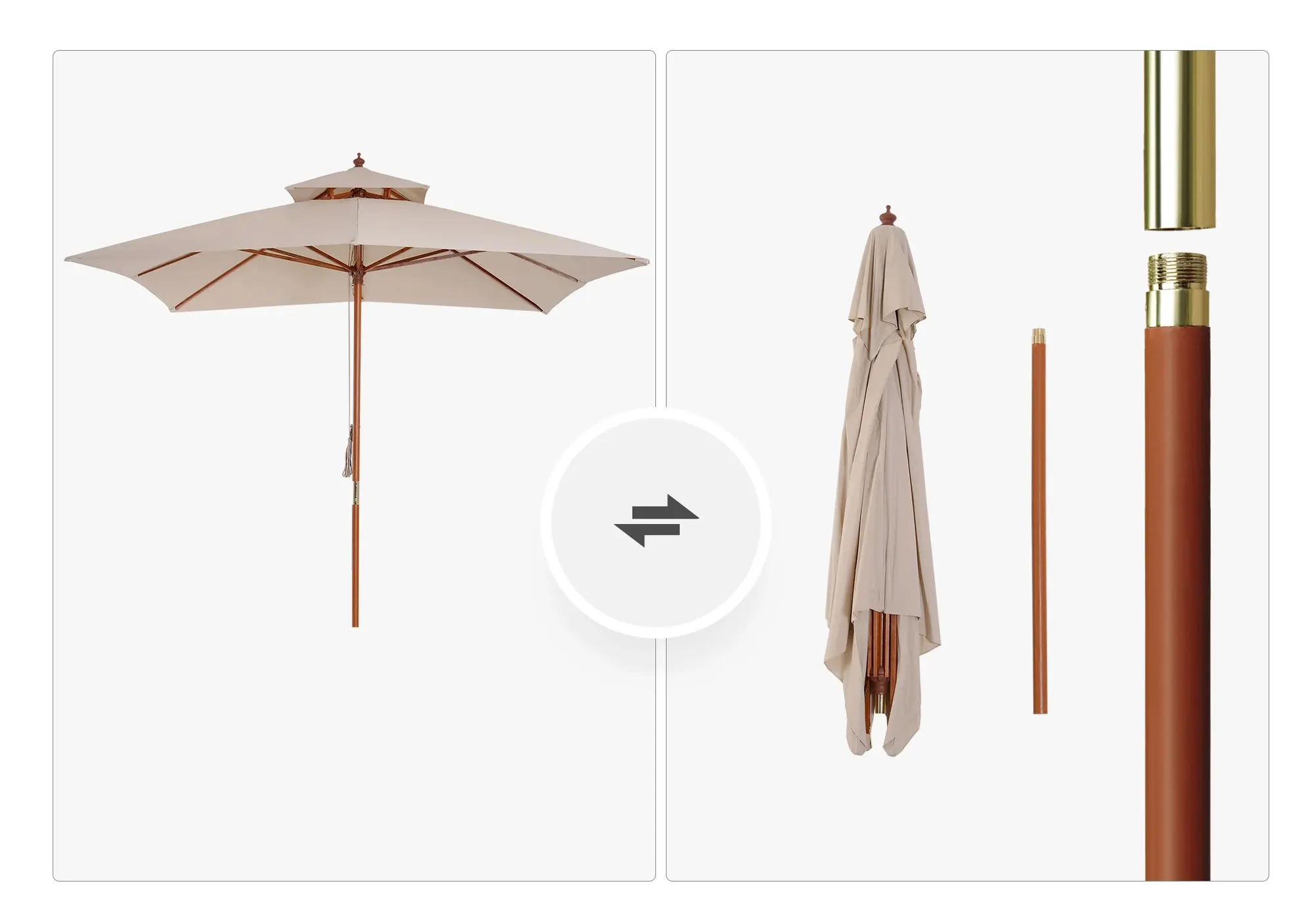 Зонт от солнца Outsunny 840-026 (Beige) - 8