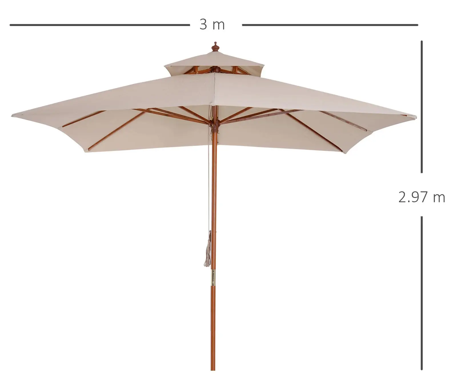 Зонт от солнца Outsunny 840-026 (Beige) - 9