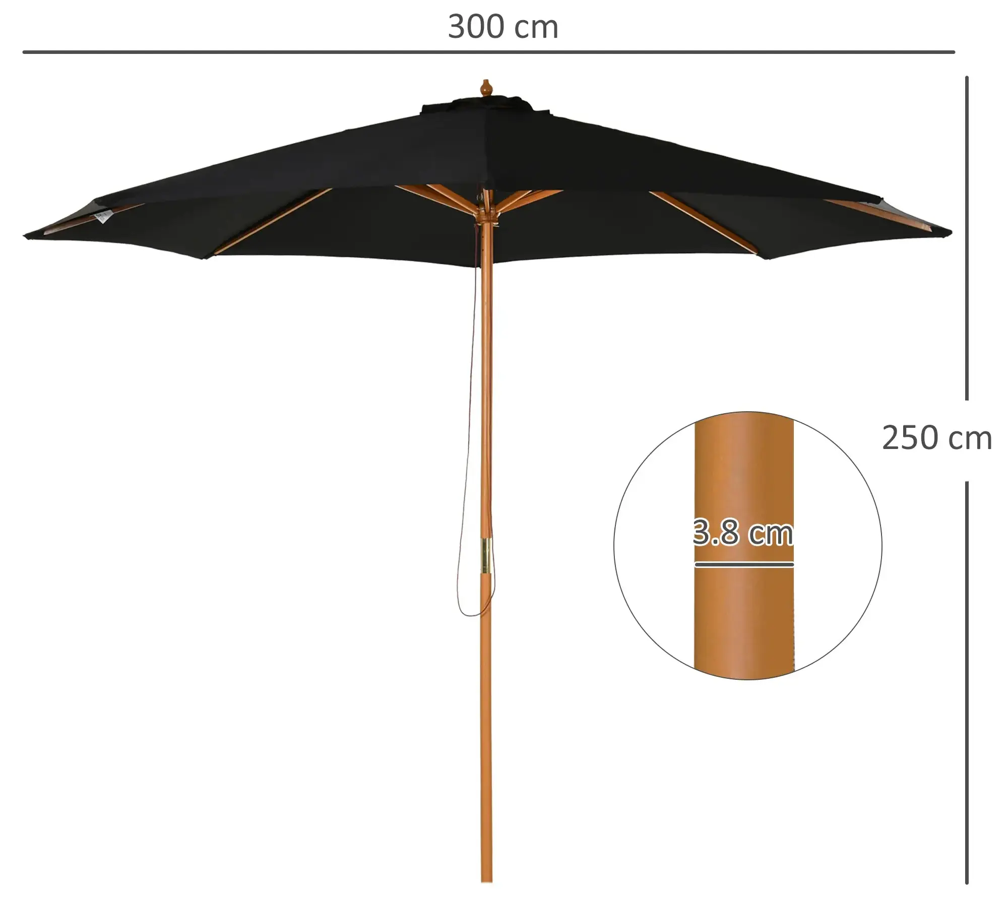Umbrela de soare Outsunny 840-065BK (Black) - 3