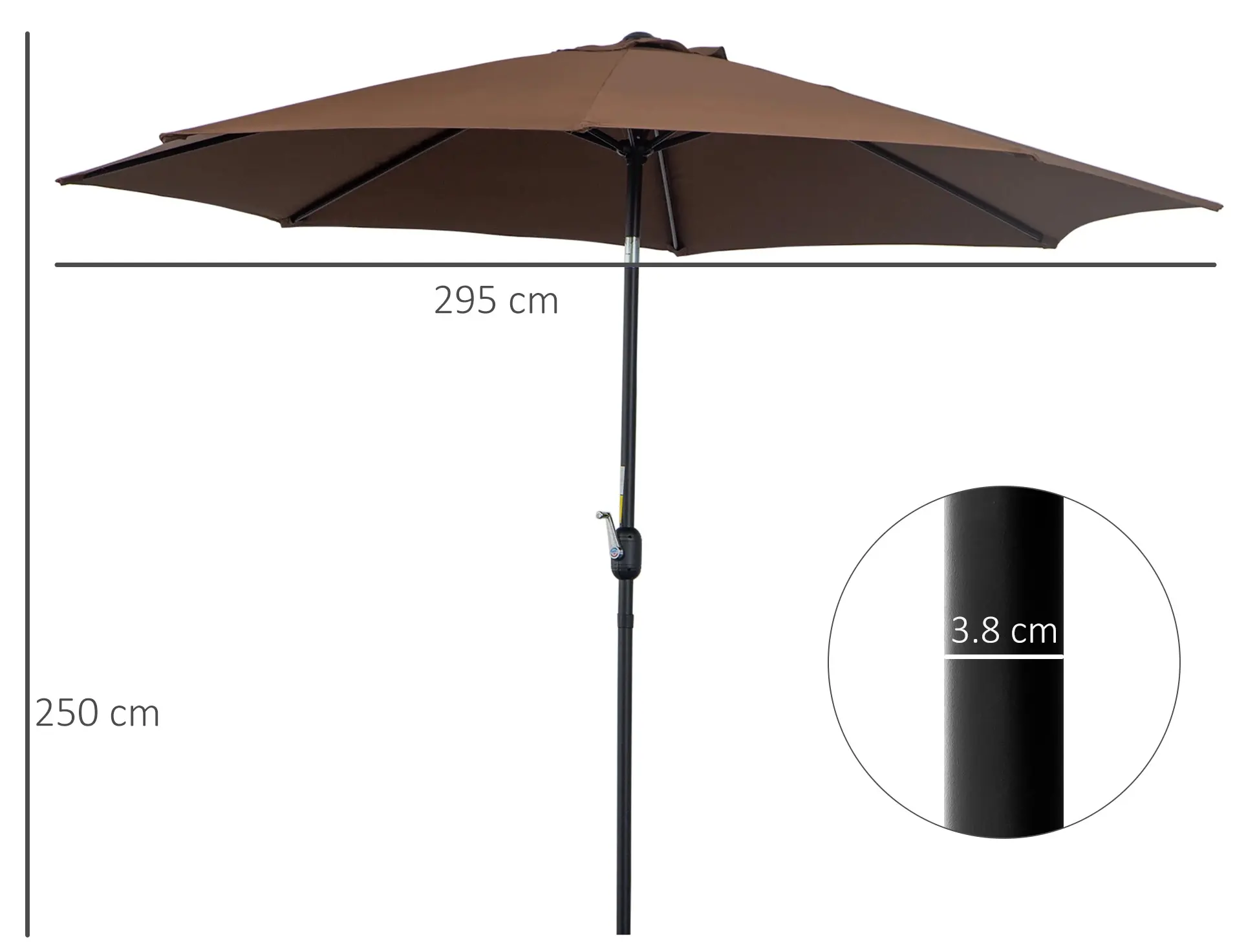 Umbrela de soare Outsunny 840-070CF (Coffee) - 7