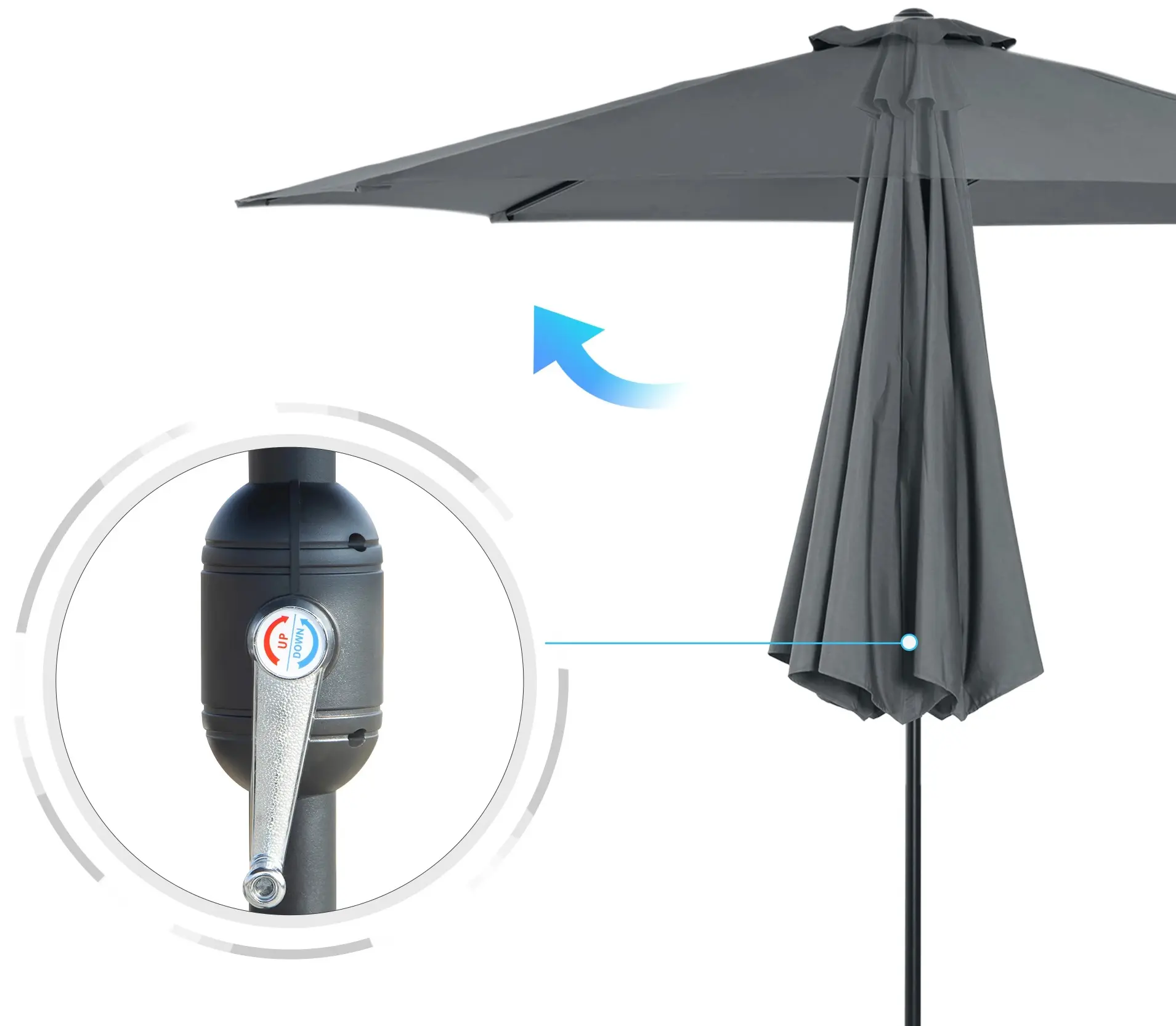 Umbrela de soare Outsunny 840-070CG (Dark Grey) - 3