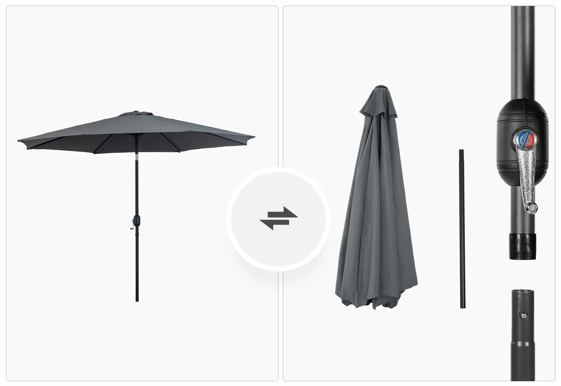 Umbrela de soare Outsunny 840-070CG (Dark Grey) - 5