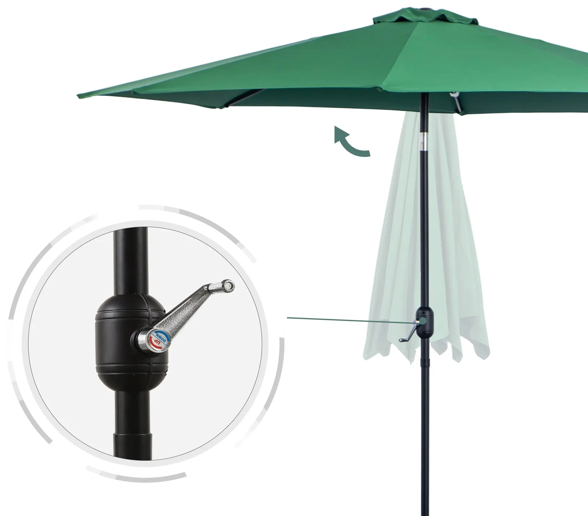 Umbrela de soare Outsunny 840-070GN (Green) - 3