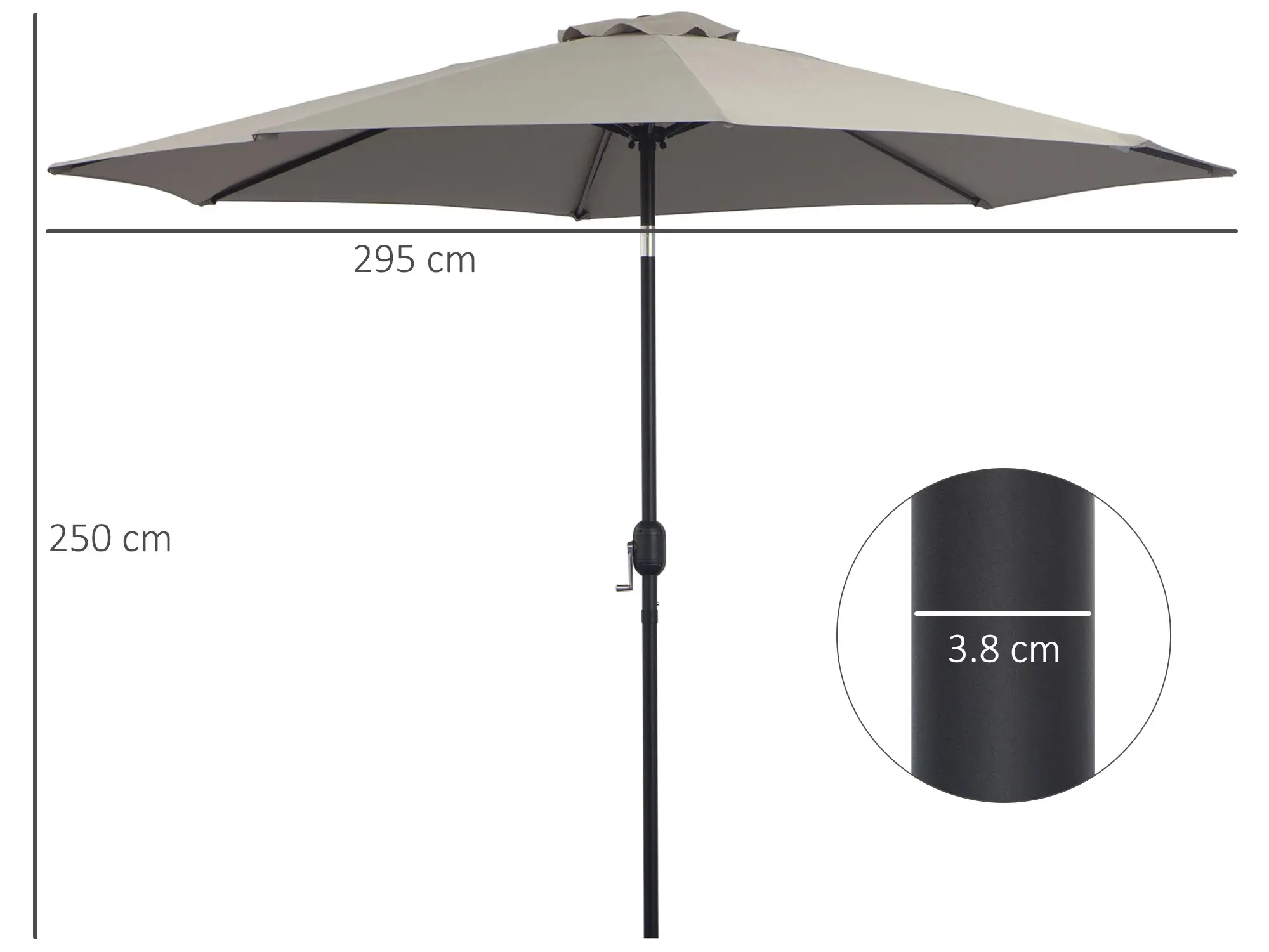 Зонт от солнца Outsunny 840-070GY (Brown) - 11