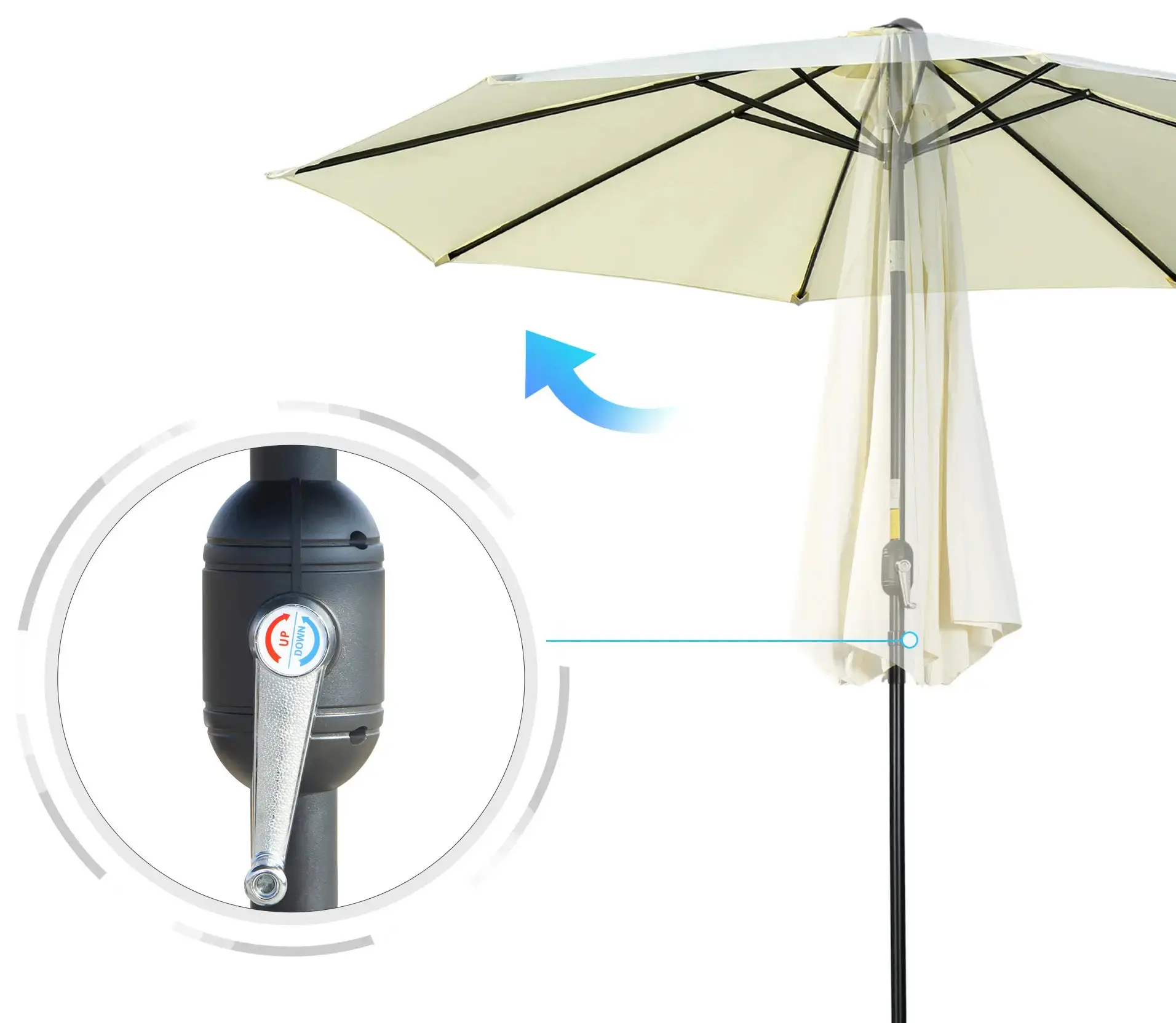 Umbrela de soare Outsunny 840-070V00BG (Beige) - 4