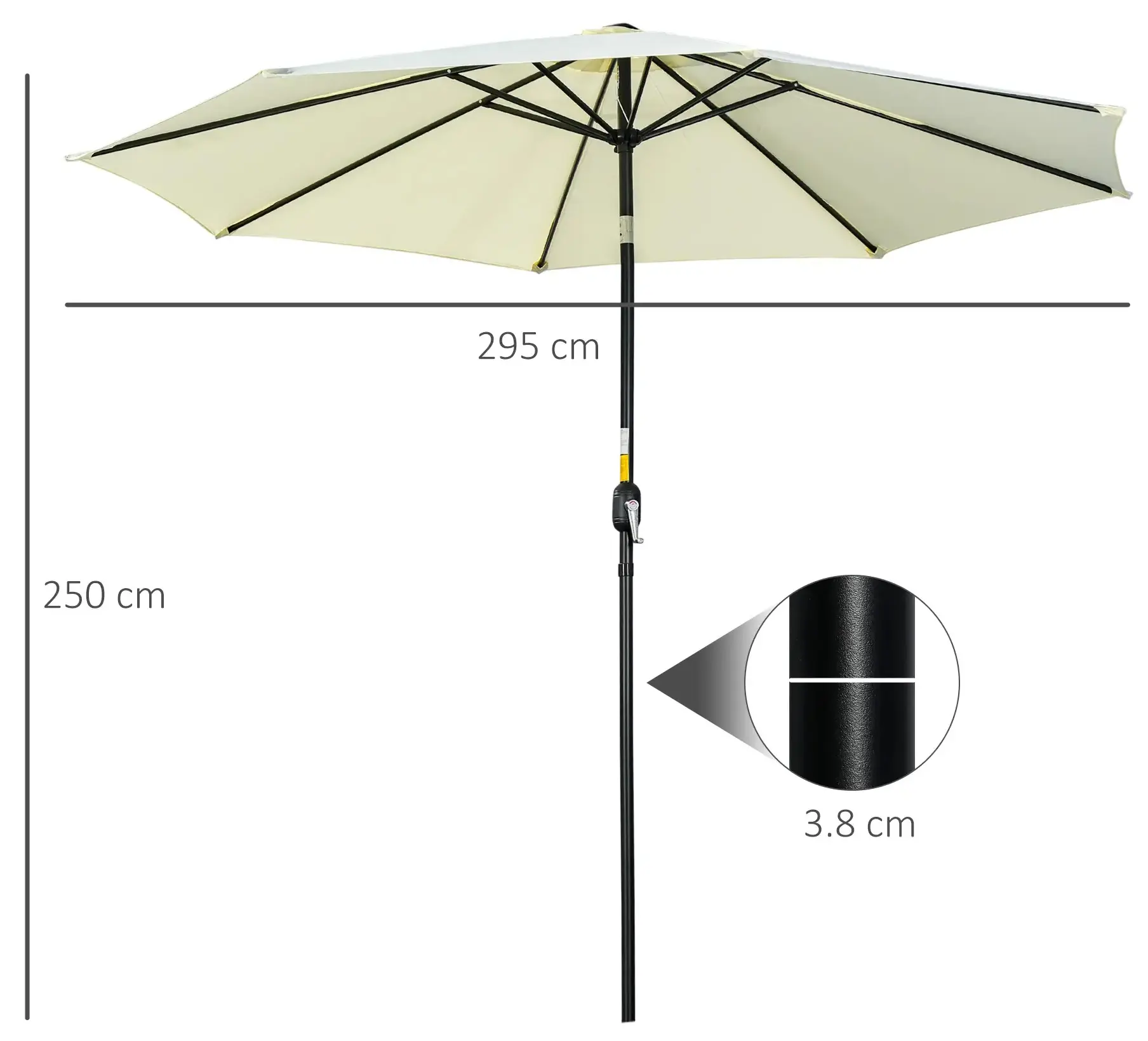 Umbrela de soare Outsunny 840-070V00BG (Beige) - 7