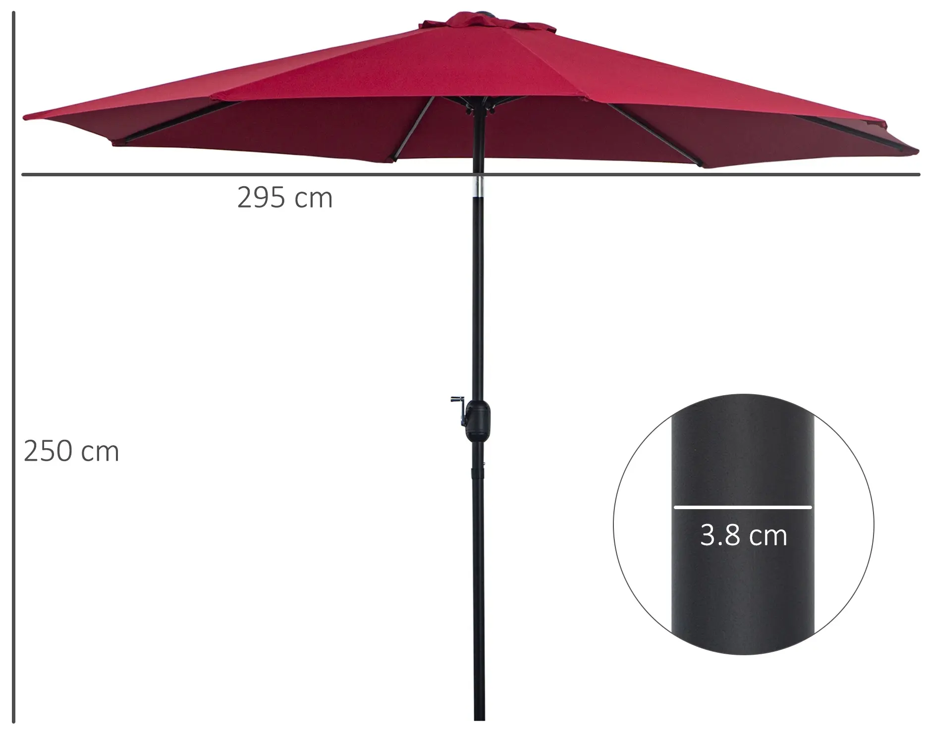 Зонт от солнца Outsunny 840-070WR (Bordeaux)