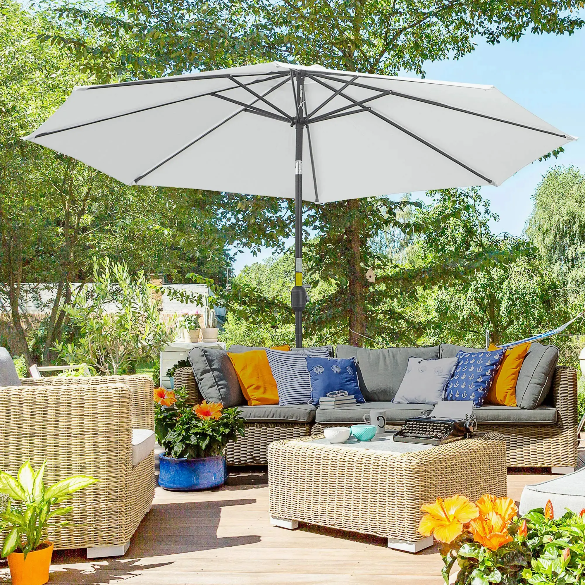 Umbrela de soare Outsunny 840-070WT (White) - 11