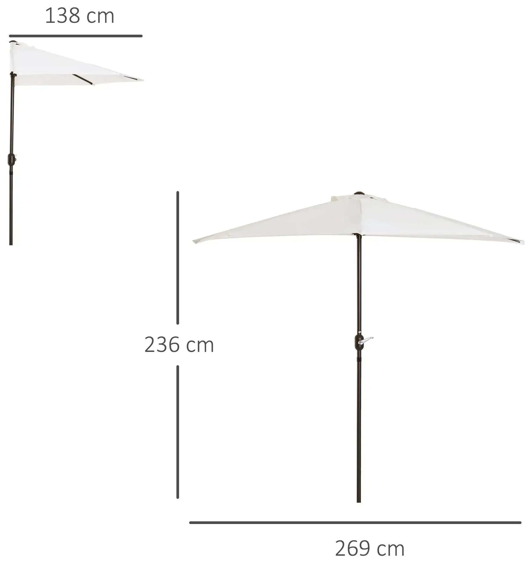 Umbrela de soare Outsunny 84D-007CW (White) - 8
