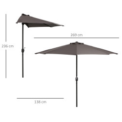 Umbrela de soare Outsunny 84D-007GY (Grey) Thumb