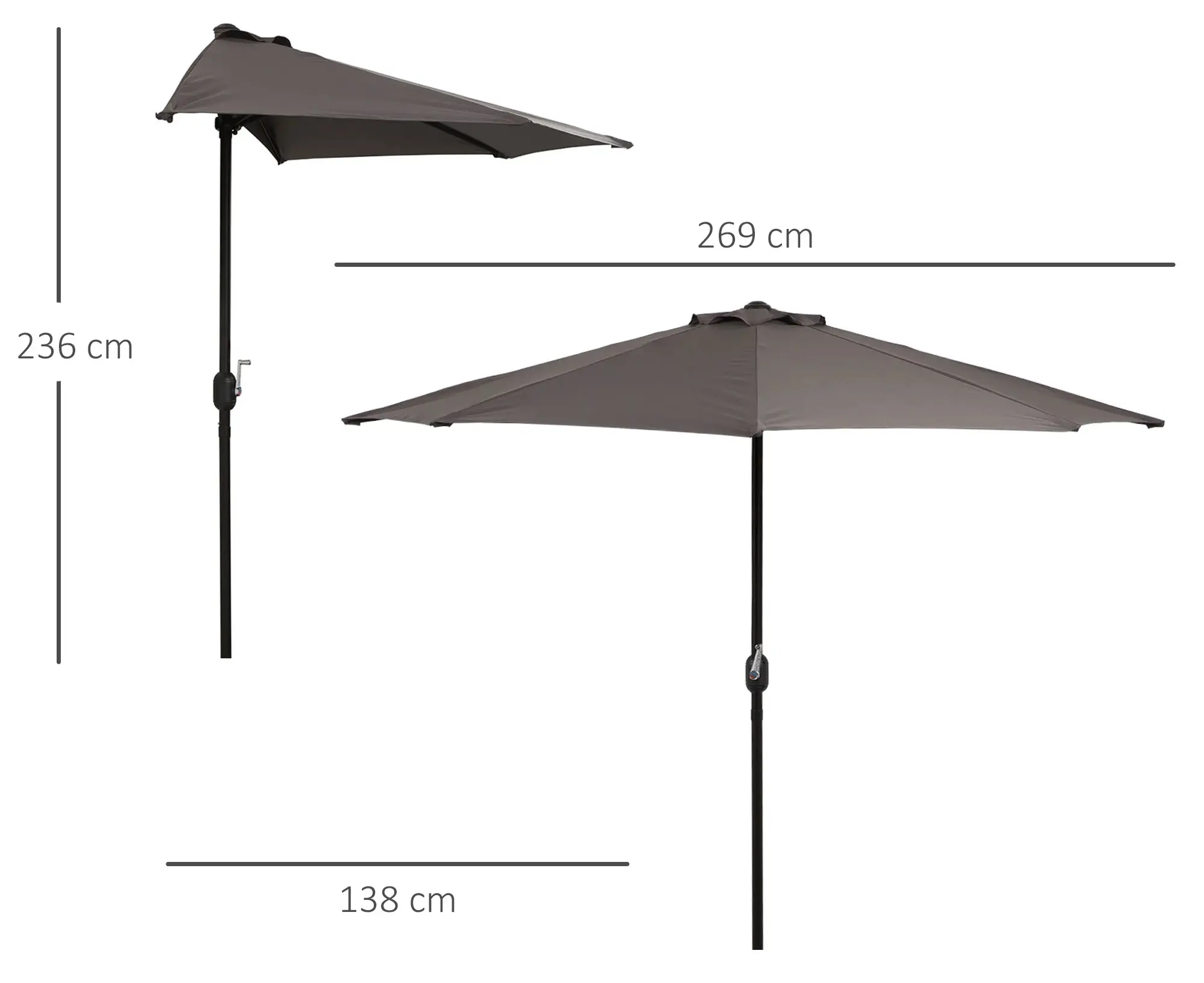 Umbrela de soare Outsunny 84D-007GY (Grey) - 5