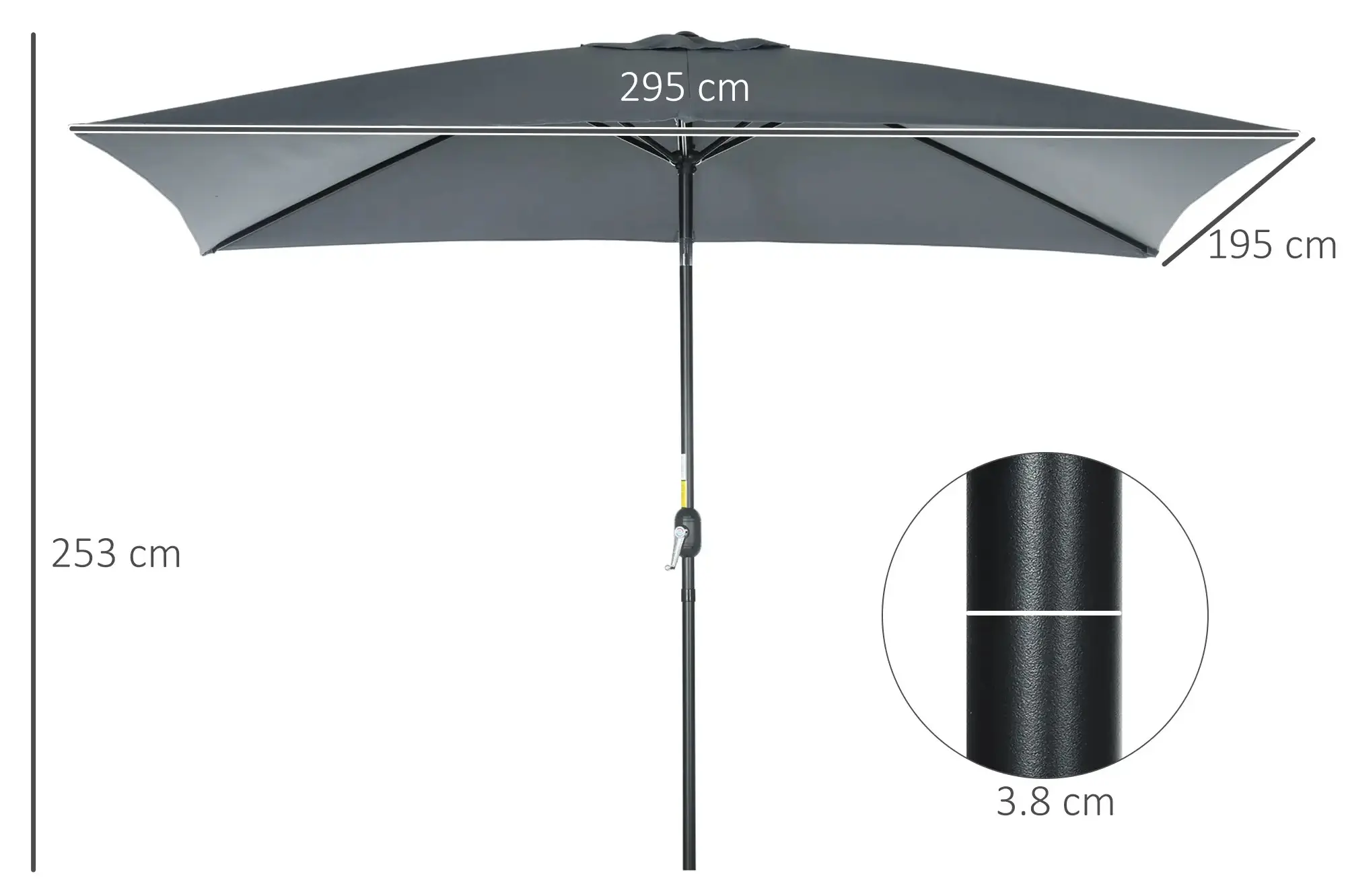 Зонт от солнца Outsunny 84D-013V00CG (Grey)