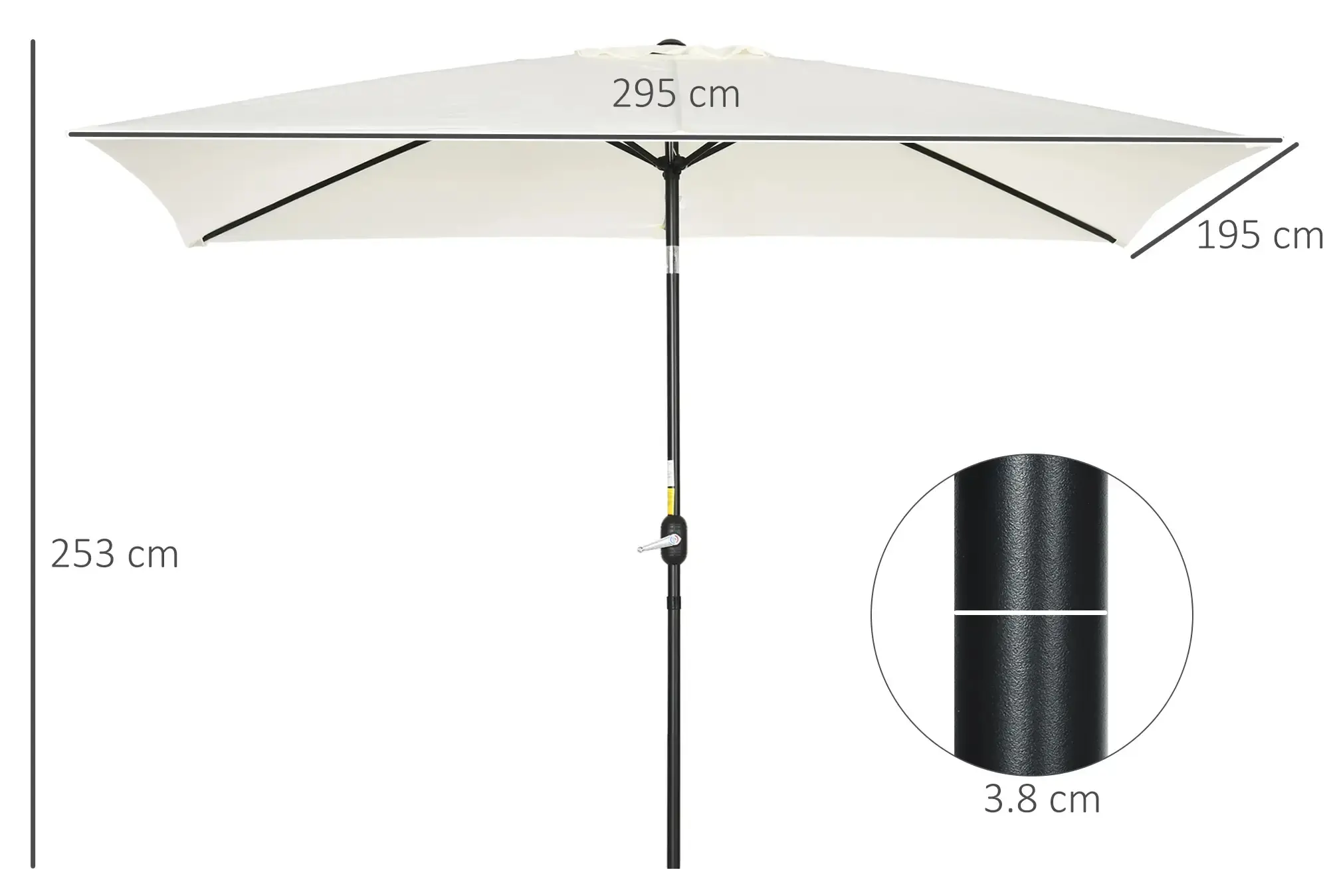 Зонт от солнца Outsunny 84D-013V00CW (Cream White) - 4