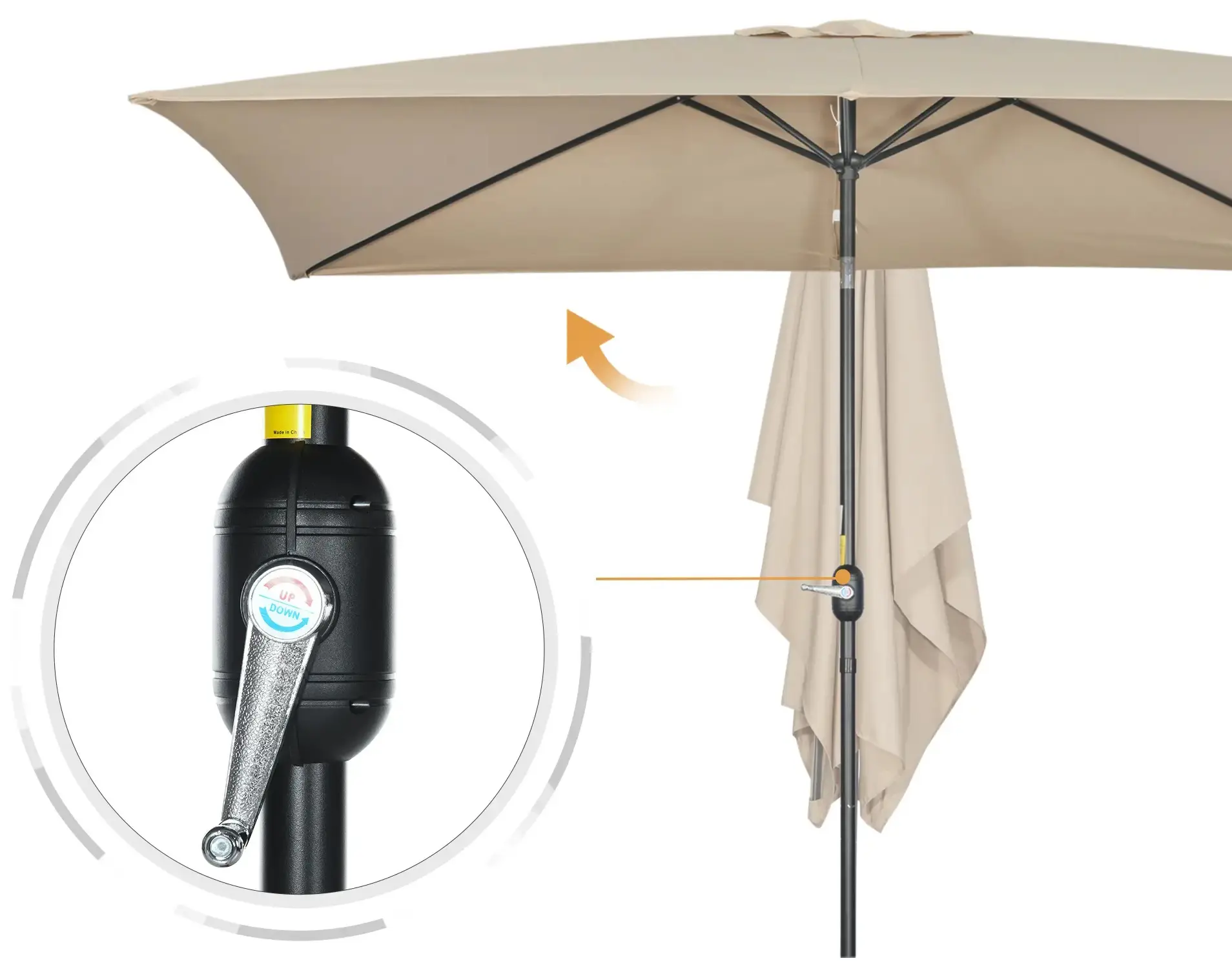 Зонт от солнца Outsunny 84D-013V00KK (Khaki) - 4