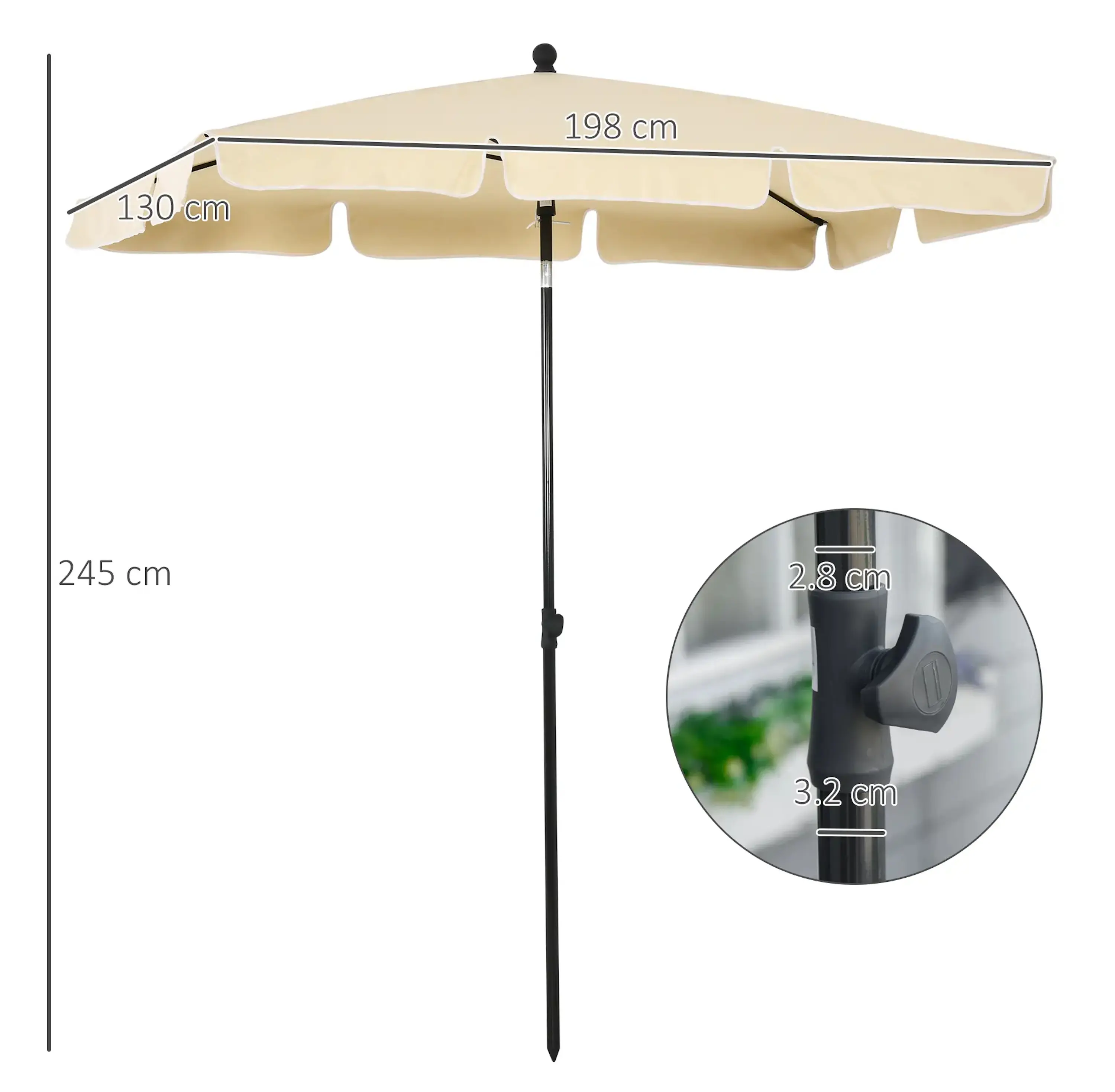 Umbrela de soare Outsunny 84D-016BG (Beige) - 6