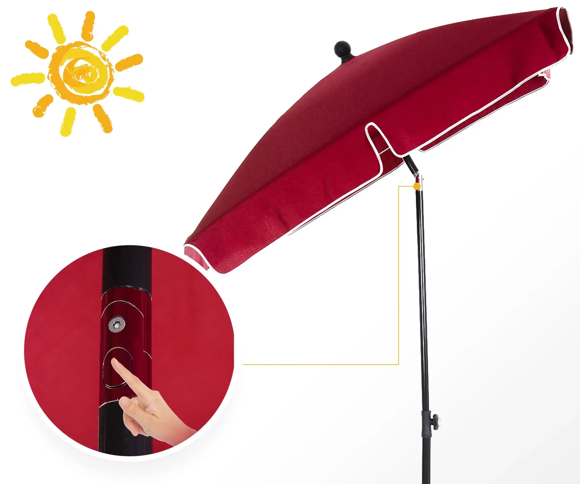 Зонт от солнца Outsunny 84D-016RD (Red) - 4