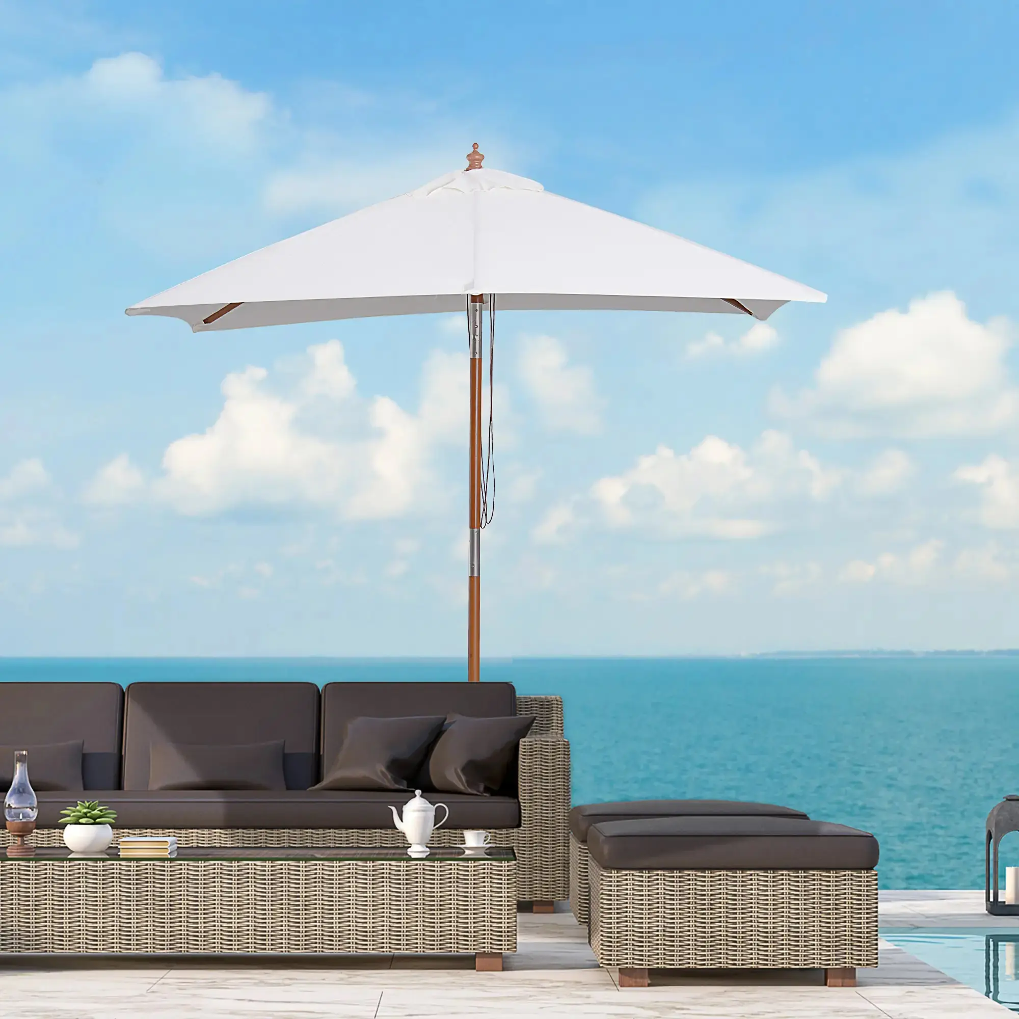 Зонт от солнца Outsunny 84D-017CW (Cream White) - 9