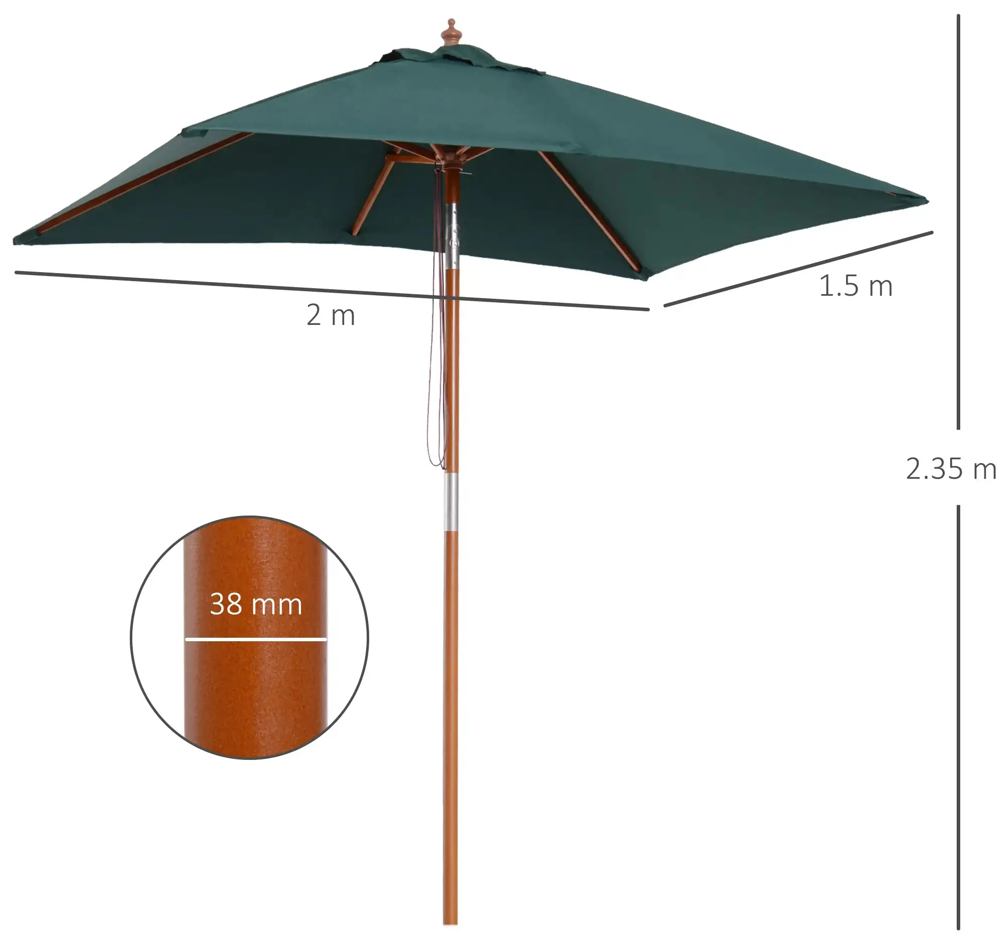 Зонт от солнца Outsunny 84D-017GN (Green) - 4