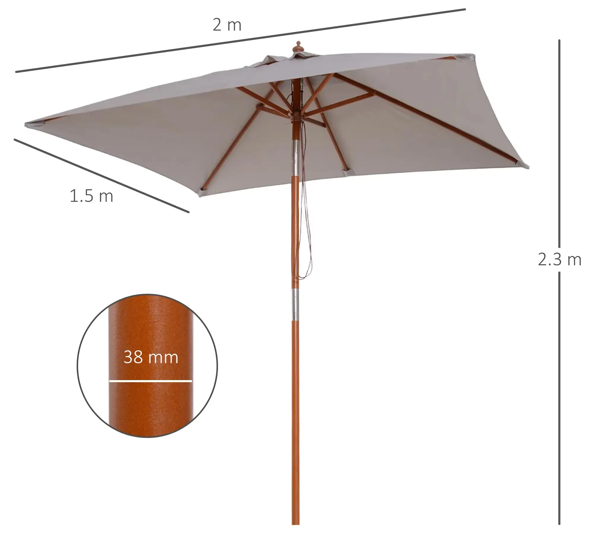 Umbrela de soare Outsunny 84D-017GY (Grey) - 10