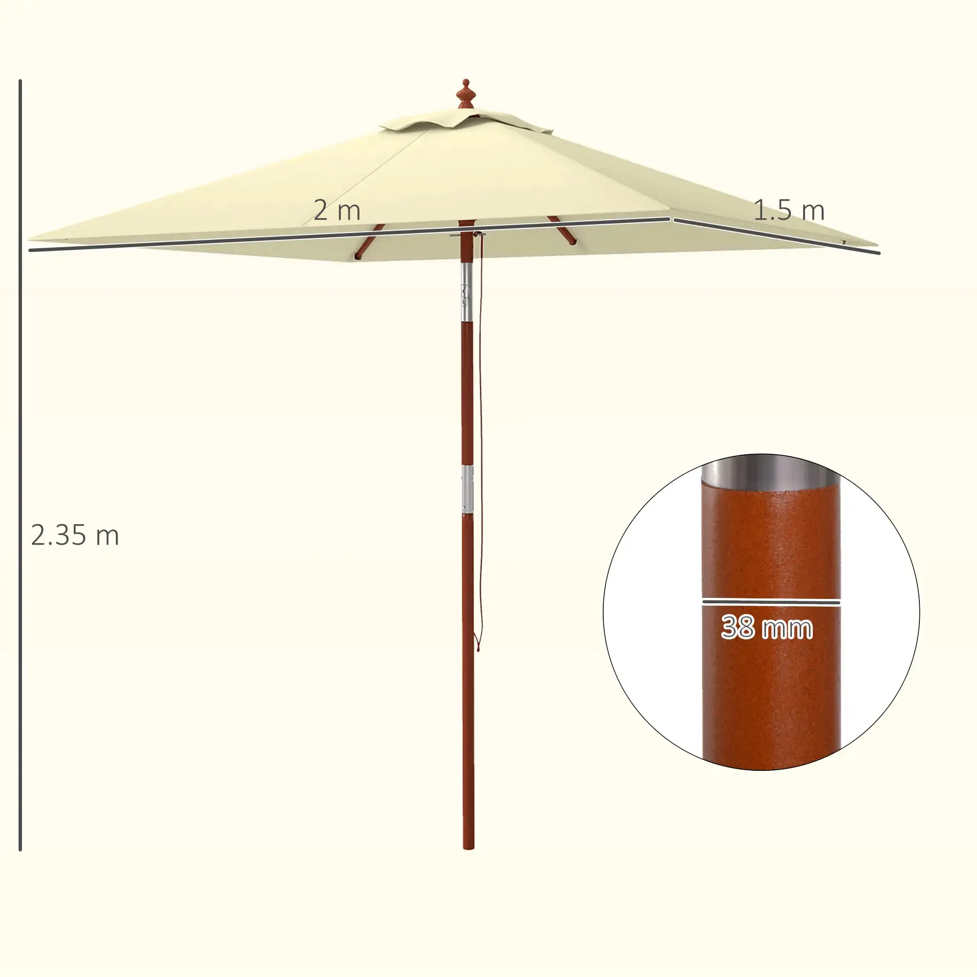 Зонт от солнца Outsunny 84D-017V00BG (Beige) - 3