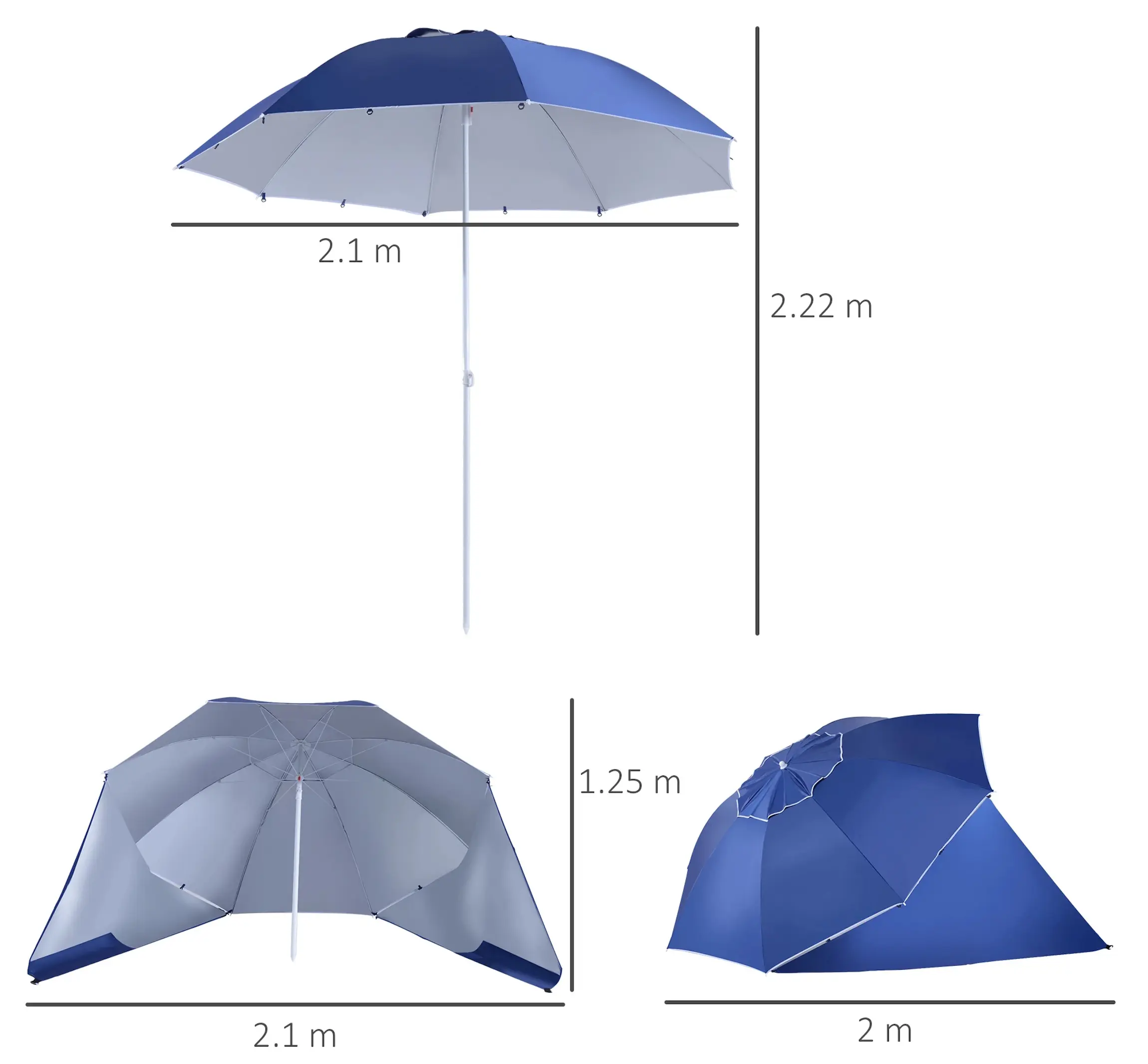 Зонт от солнца Outsunny 84D-022 (Blue) - 9