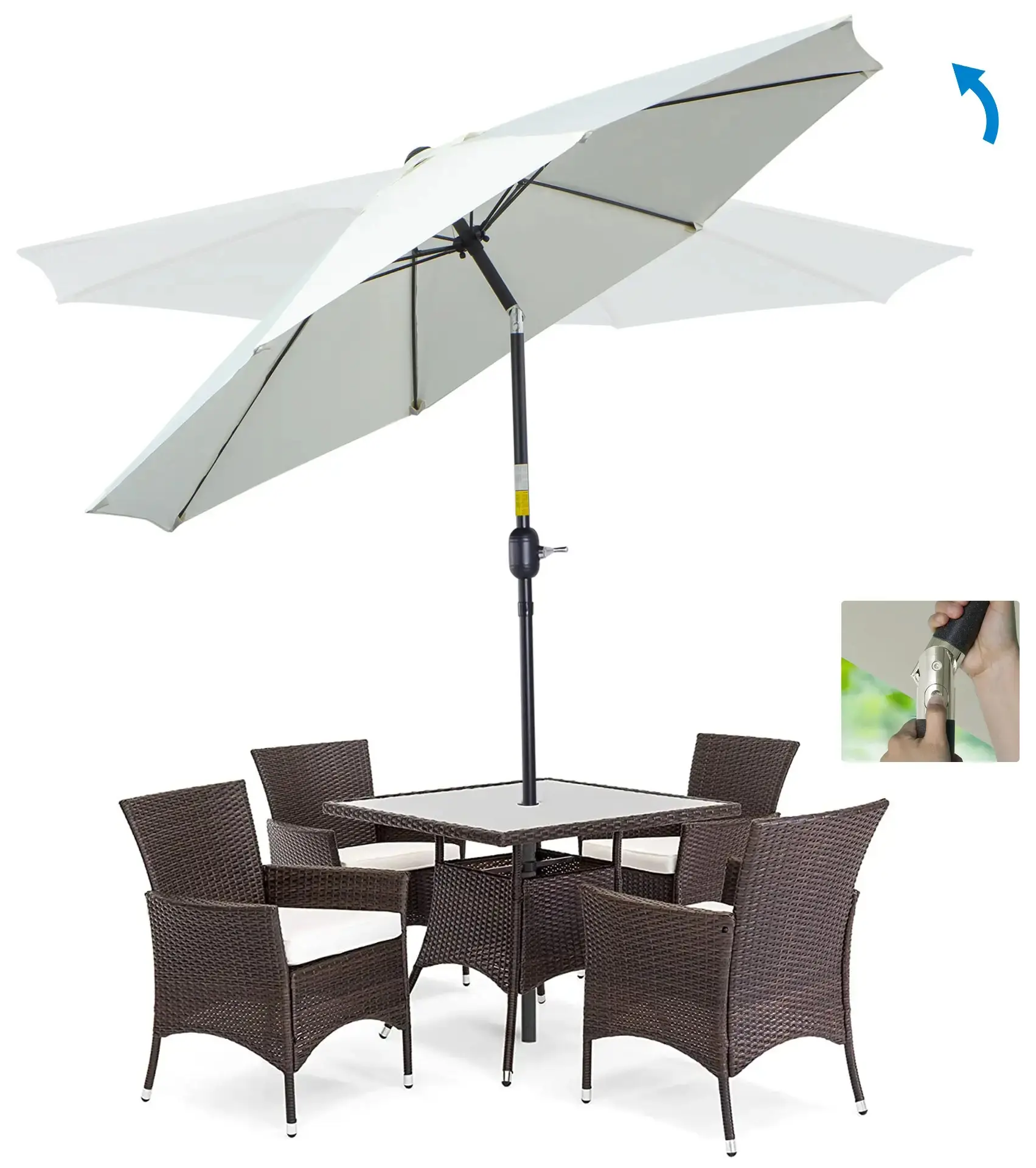 Зонт от солнца Outsunny 84D-023CW (Cream White) - 5