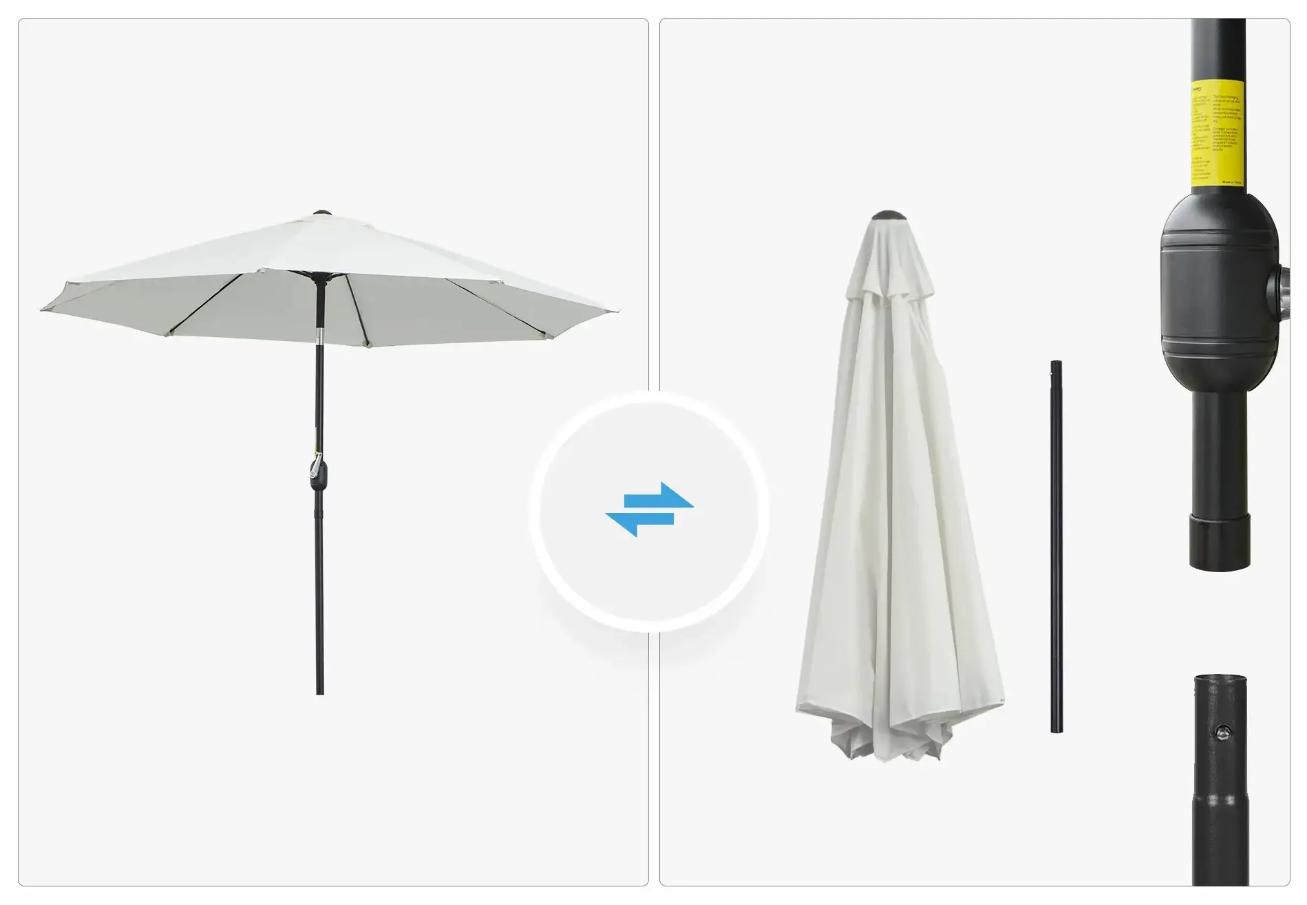 Зонт от солнца Outsunny 84D-023CW (Cream White) - 6