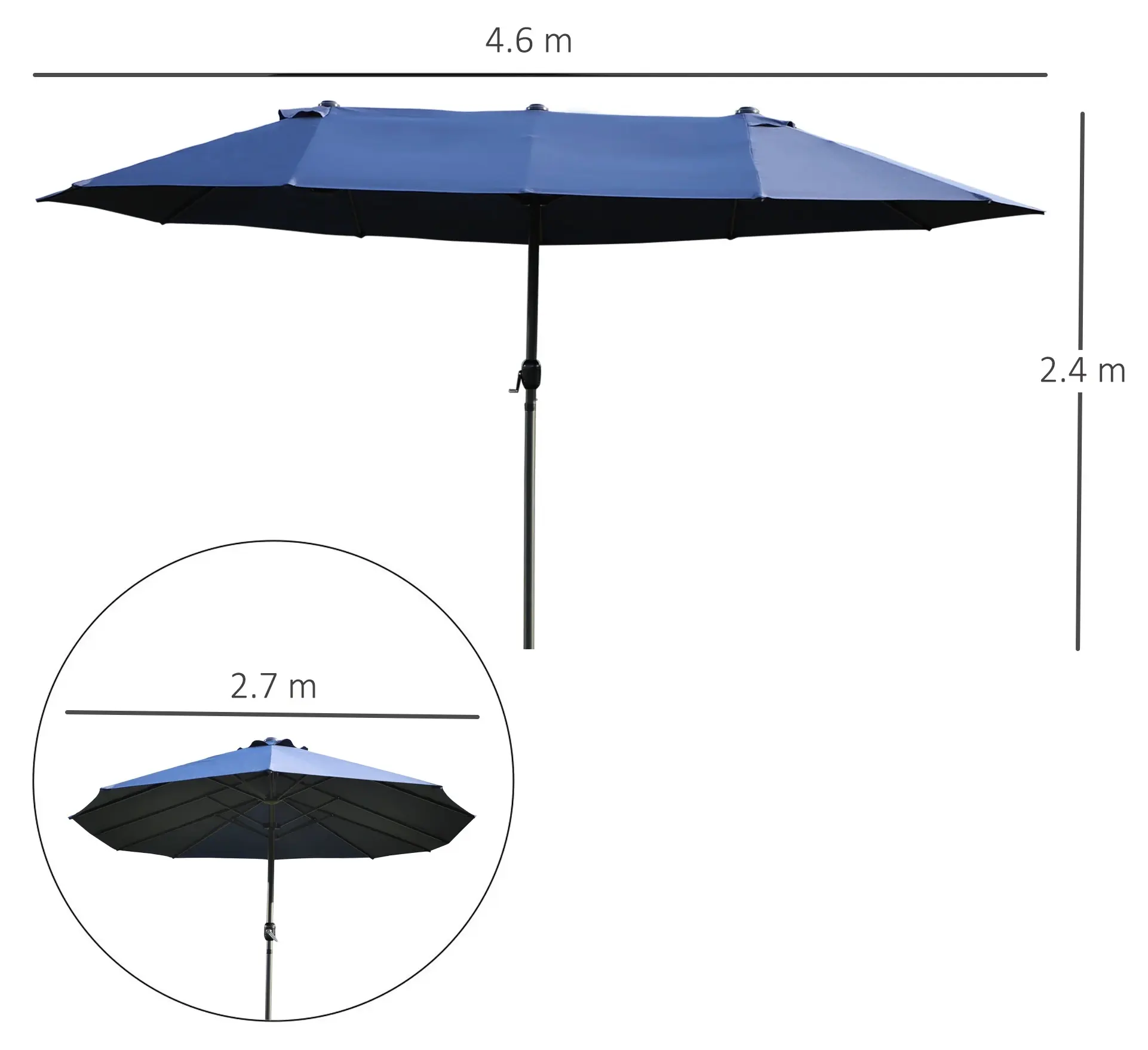Зонт от солнца Outsunny 84D-031V01BU (Blue) - 7