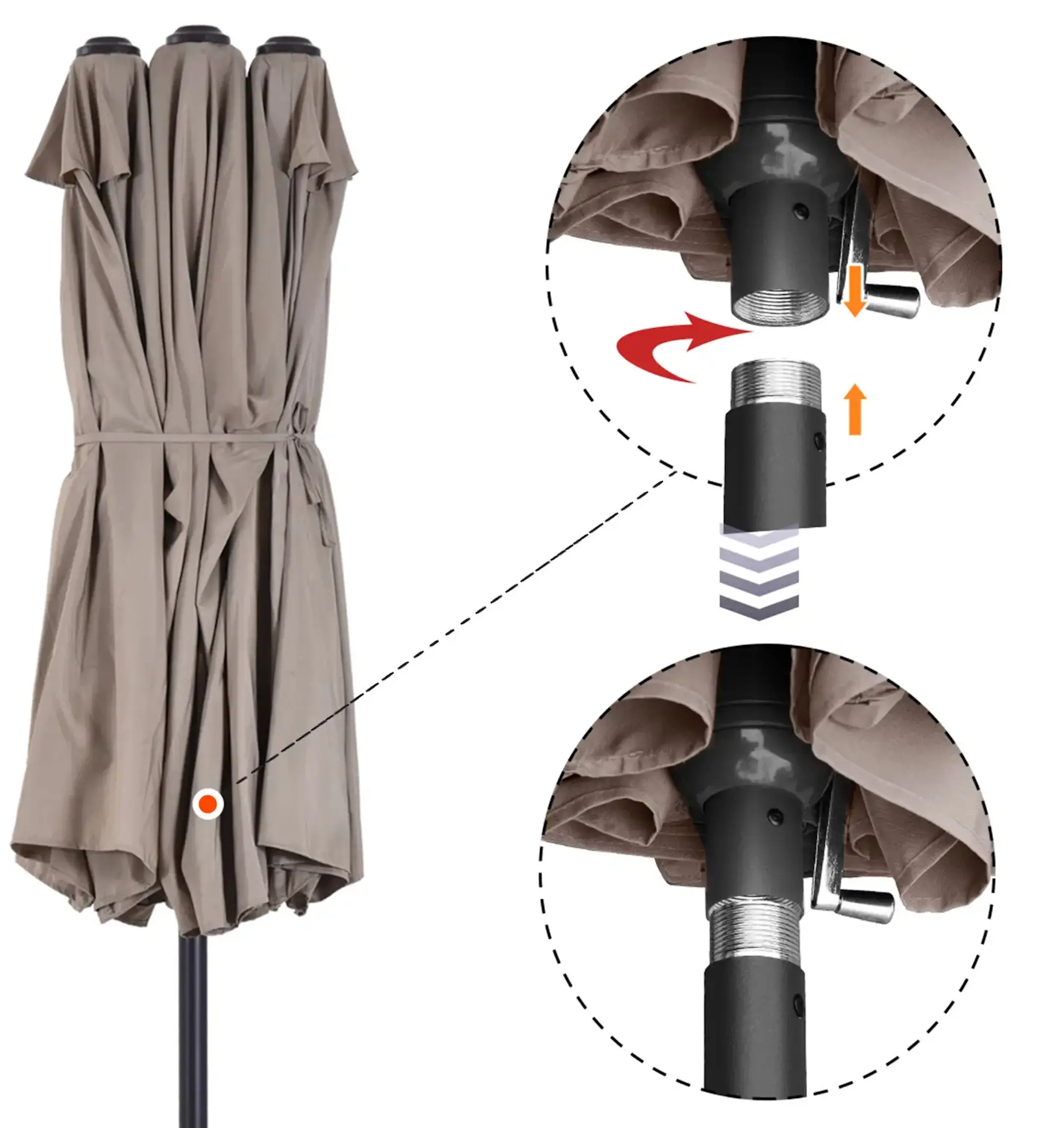 Umbrela de soare Outsunny 84D-031V01CF (Coffee) - 6