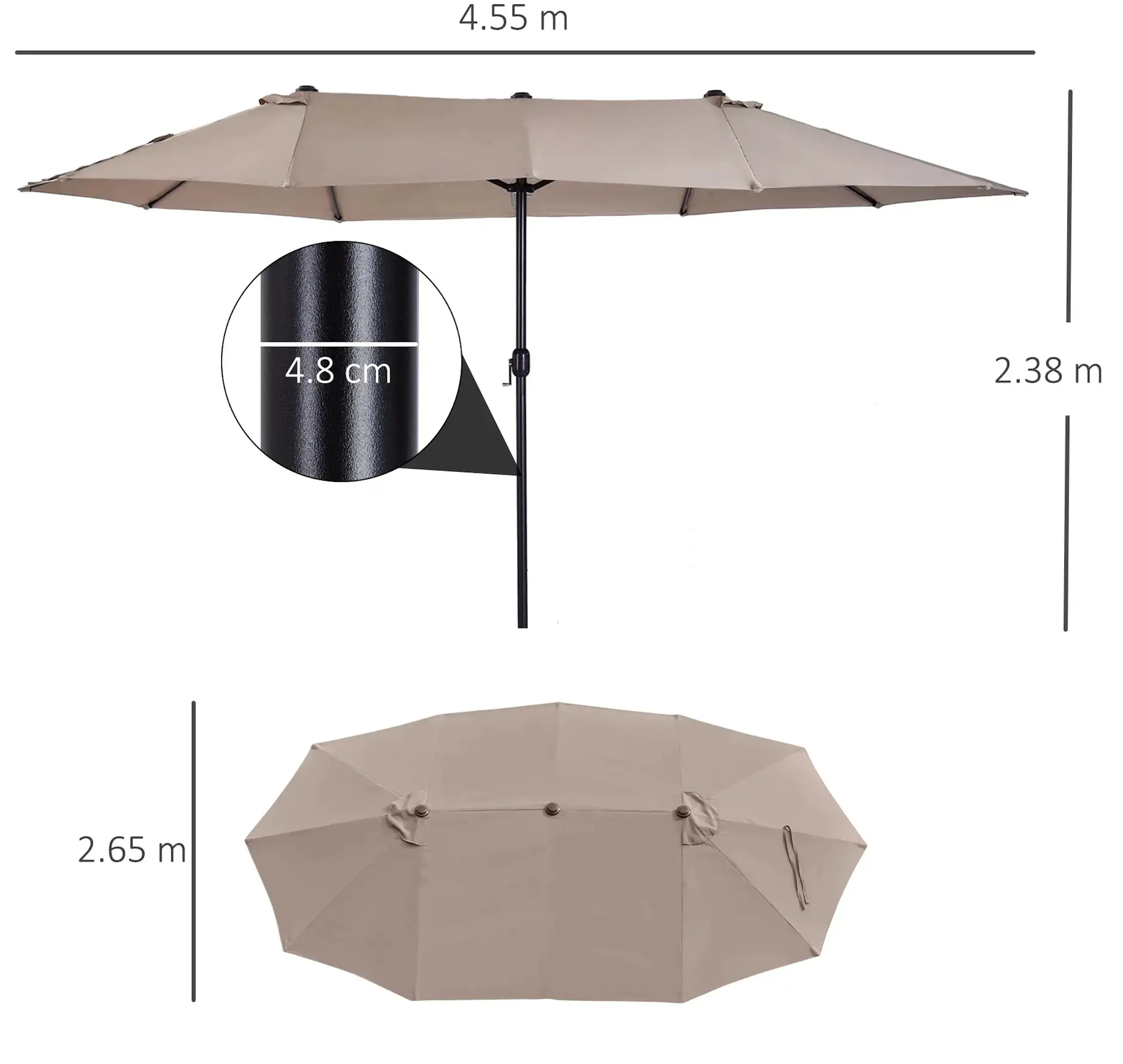 Umbrela de soare Outsunny 84D-031V01CF (Coffee) - 7